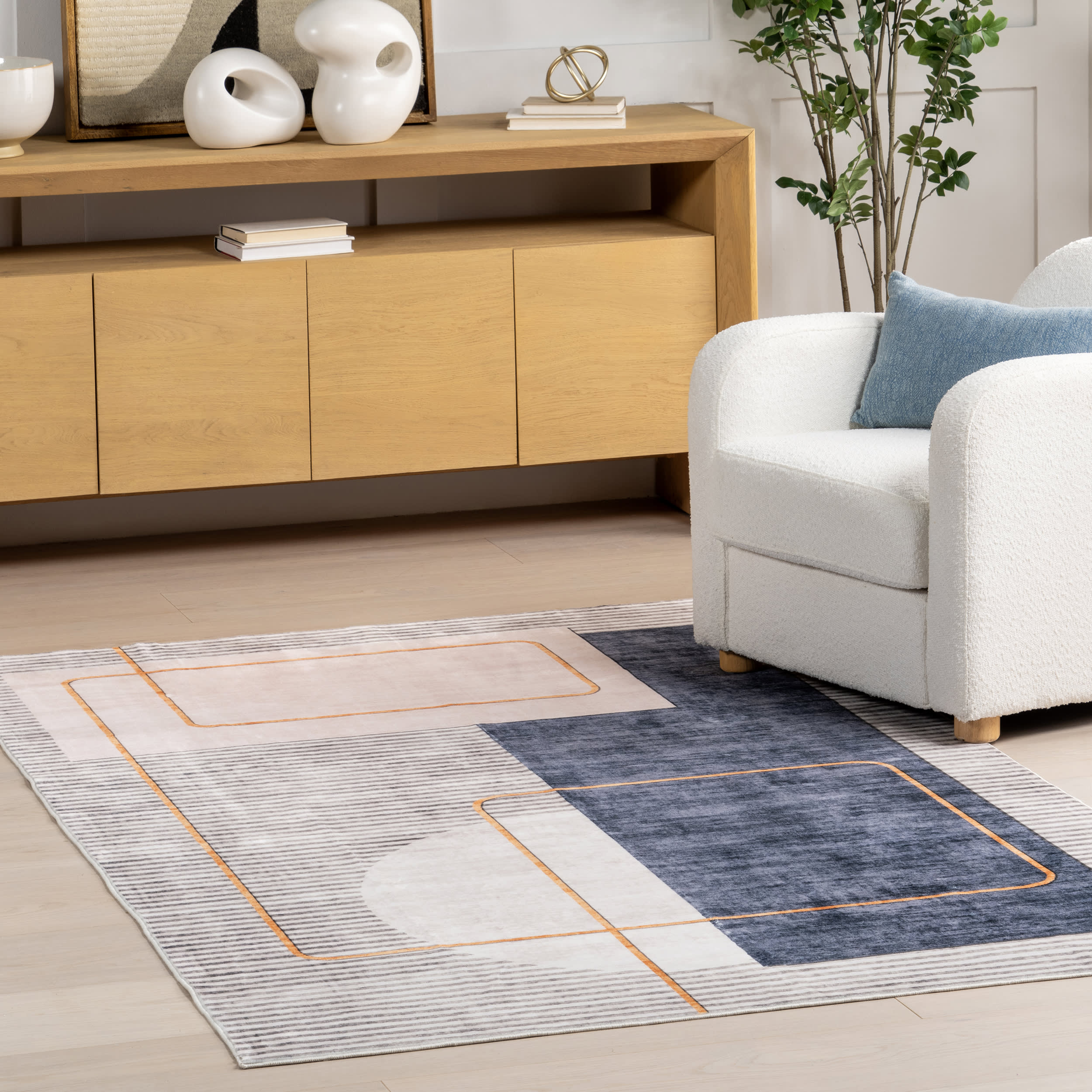Gabrielle Gold Lined Moon Washable Rug | Multicolor - Image 2