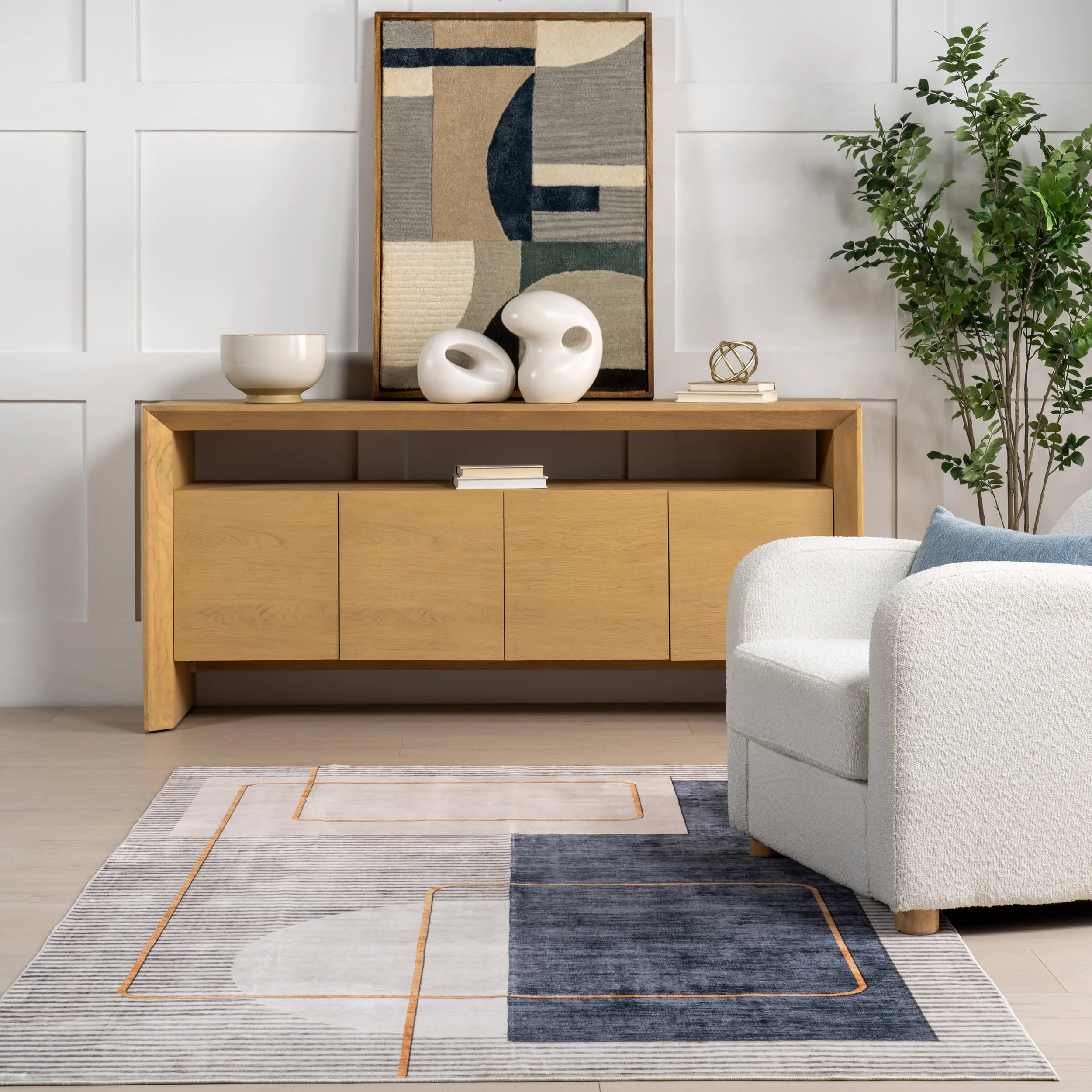 Gabrielle Gold Lined Moon Washable Rug | Multicolor - Image 4
