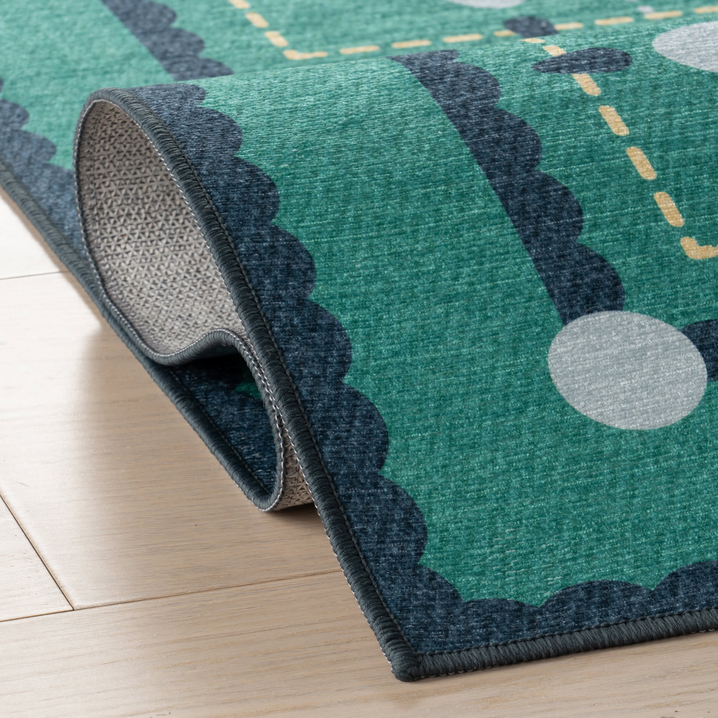 Garden Grid Checkered Washable Rug by Society6 | Turquoise - Image 11