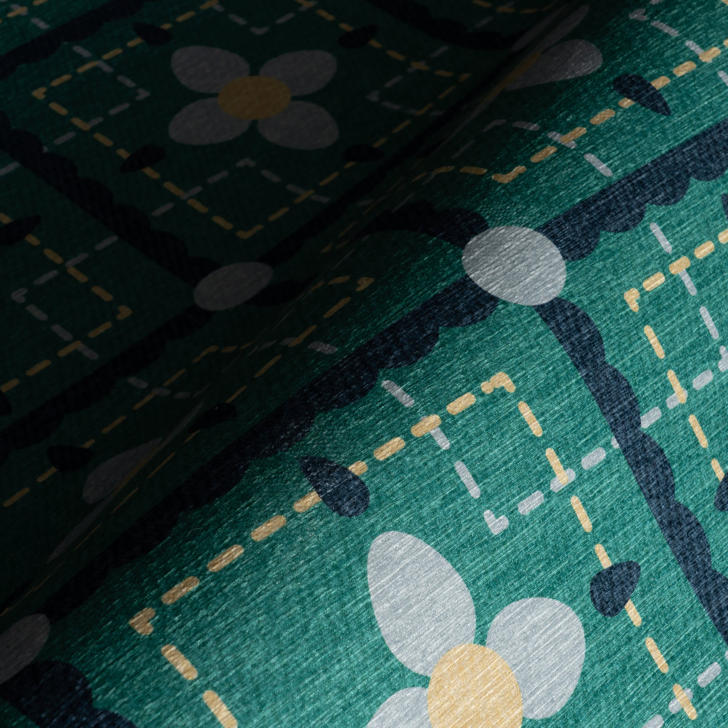Garden Grid Checkered Washable Rug by Society6 | Turquoise - Image 3