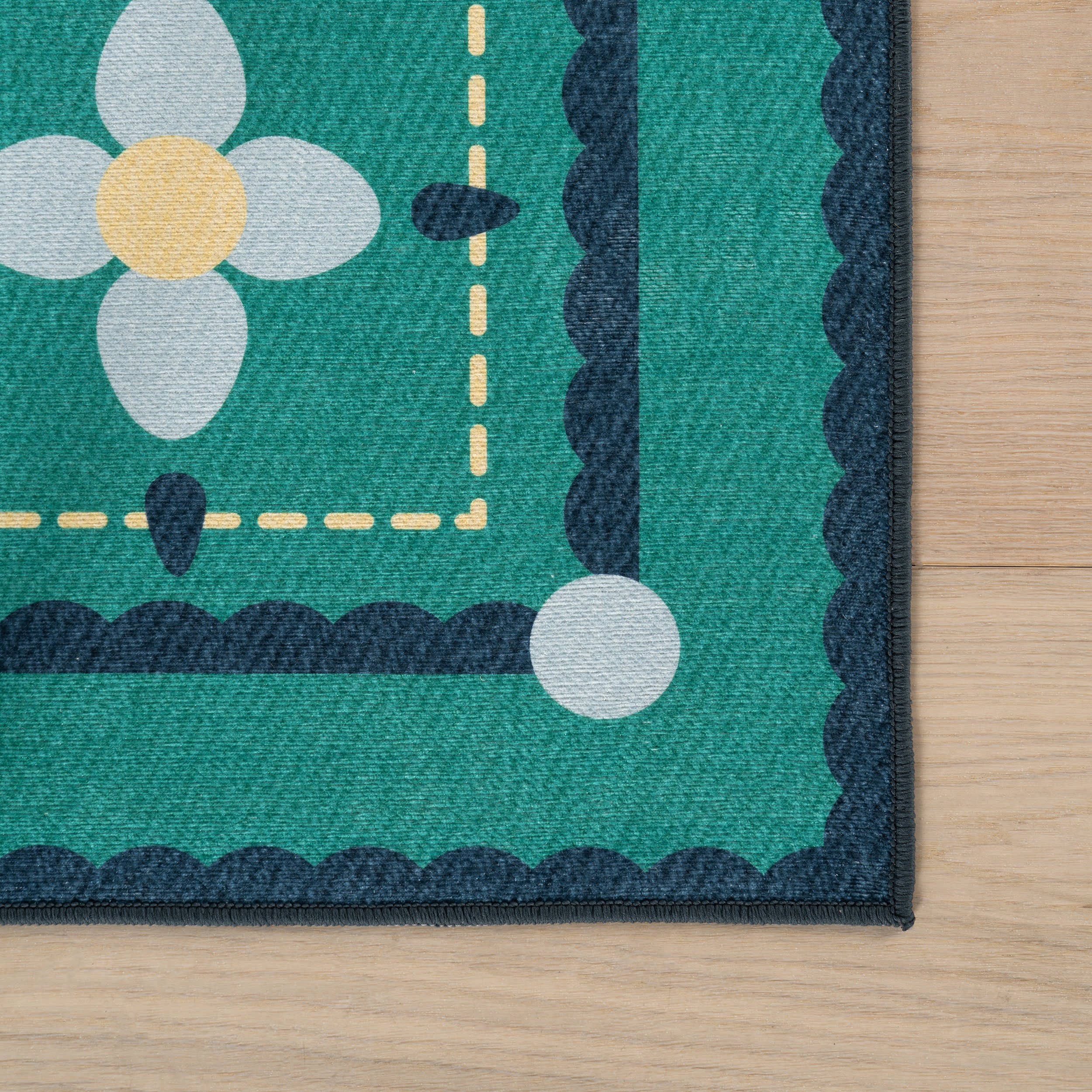 Garden Grid Checkered Washable Rug by Society6 | Turquoise - Image 4