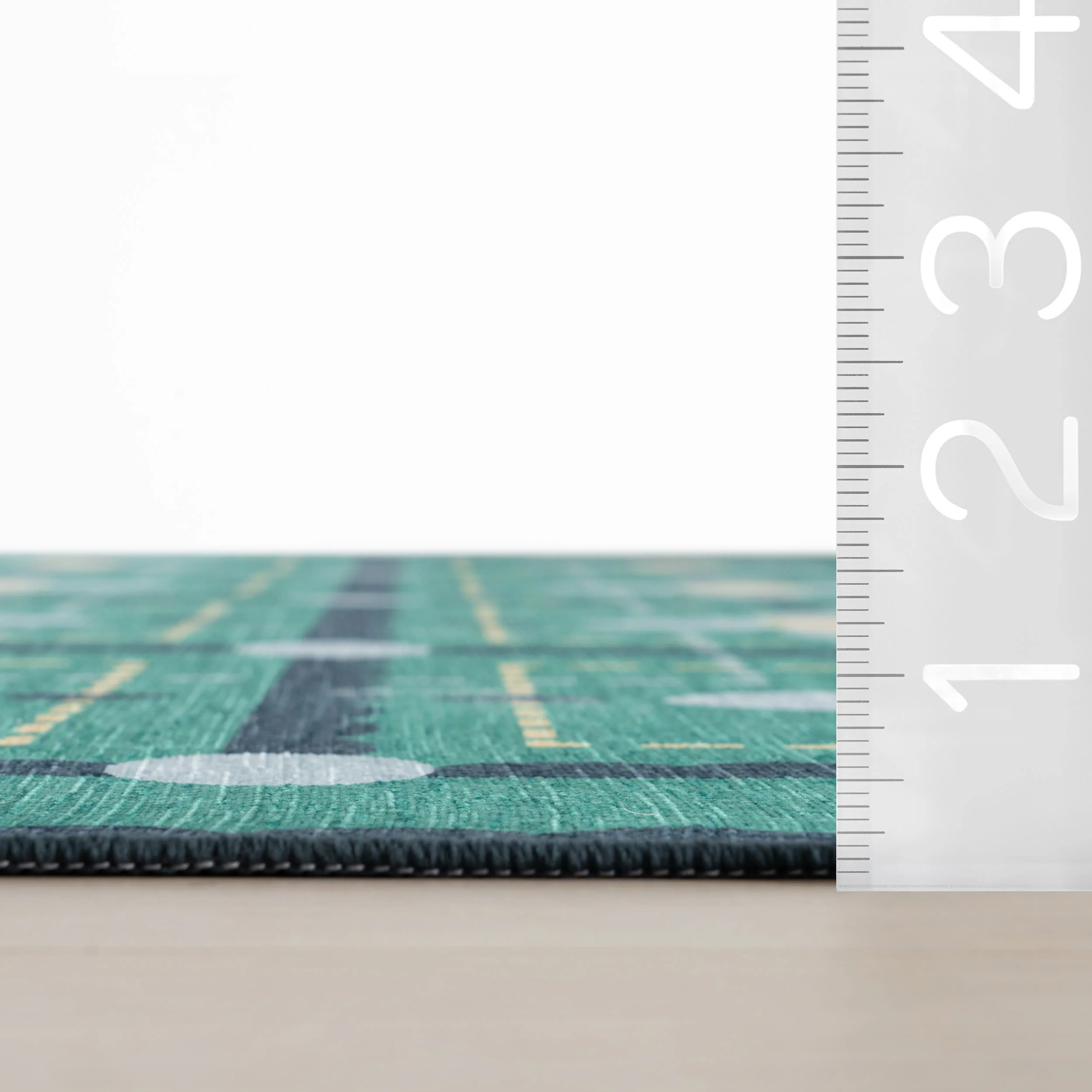 Garden Grid Checkered Washable Rug by Society6 | Turquoise - Image 6