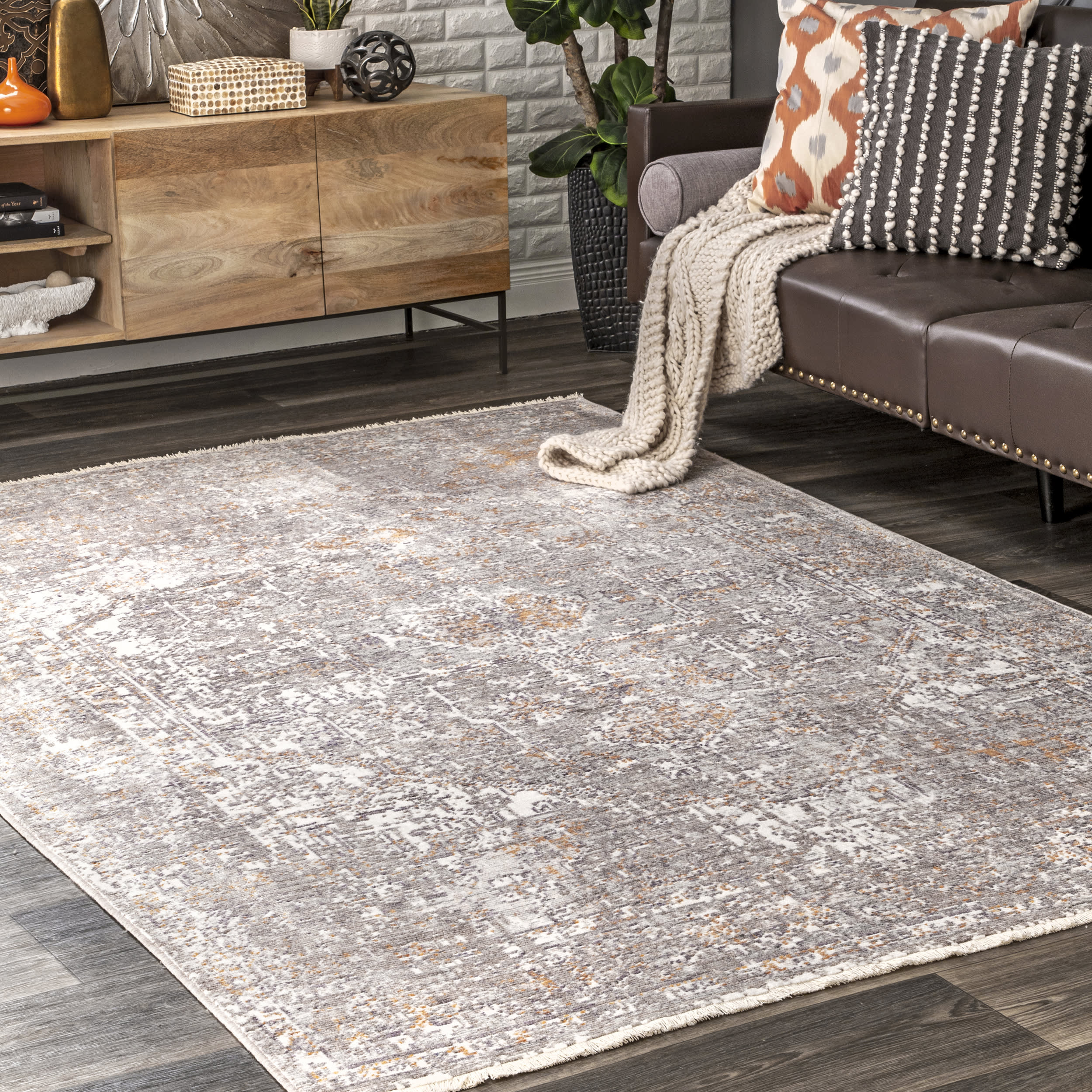 Gardenia Medallion Fringe Rug | Beige - Image 2