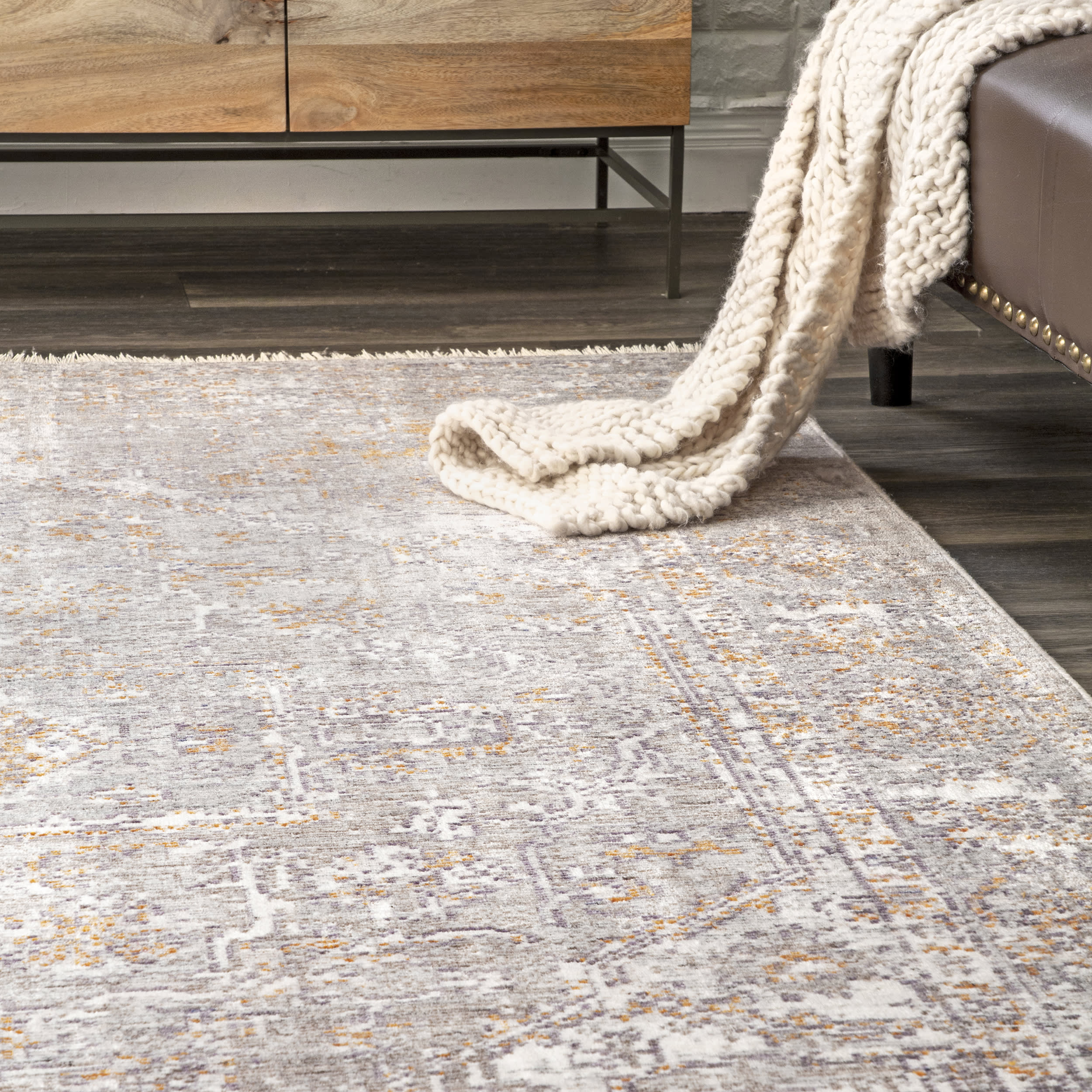 Gardenia Medallion Fringe Rug | Beige - Image 4