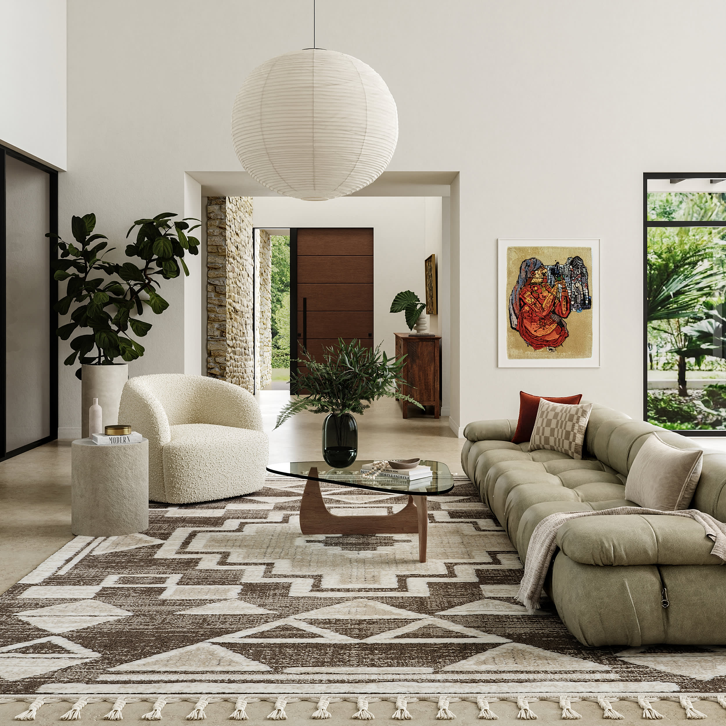Gatsby Southwestern Tasseled Rug | Brown - Image 2