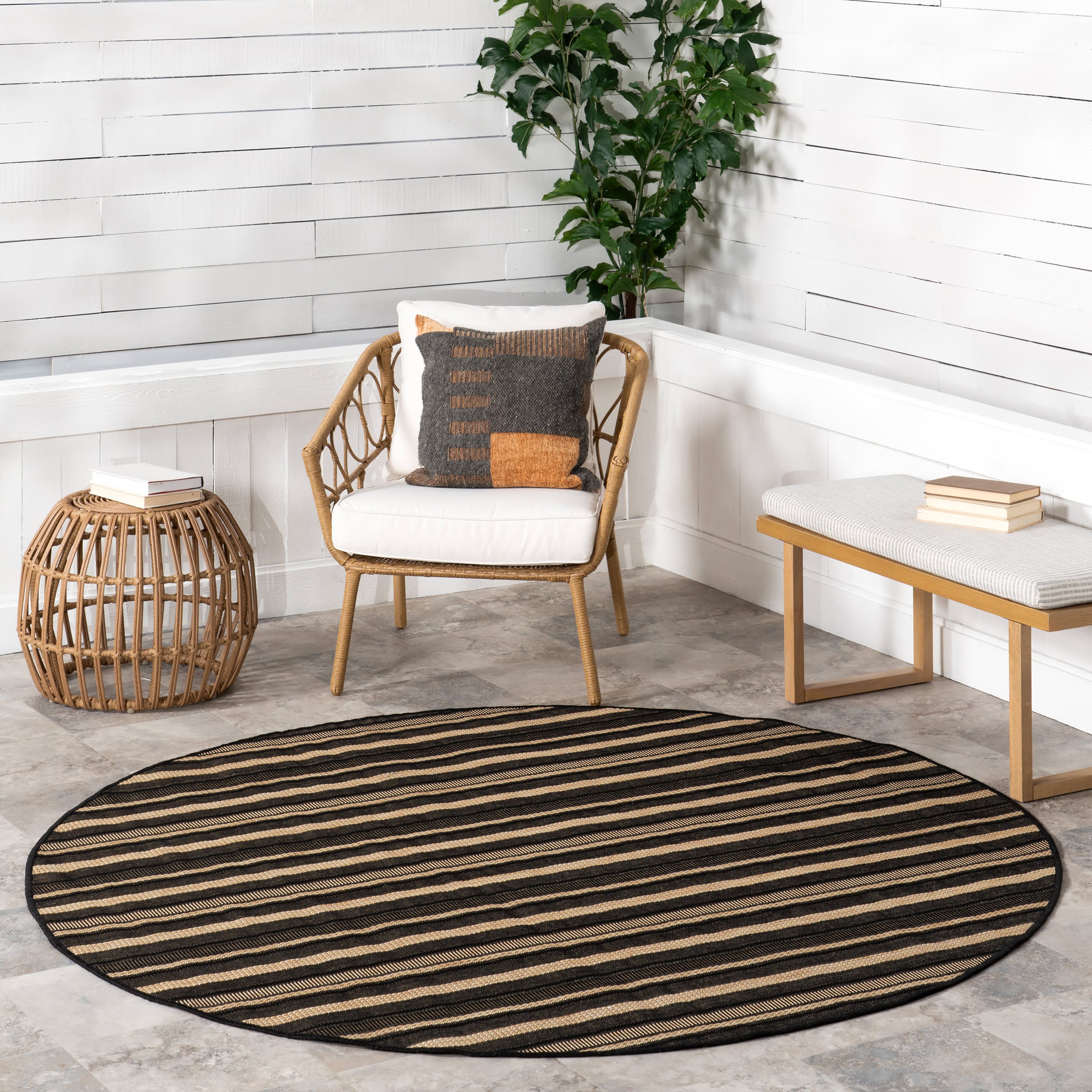 Gazania Striped Indoor/Outdoor Rug | Beige - Image 2