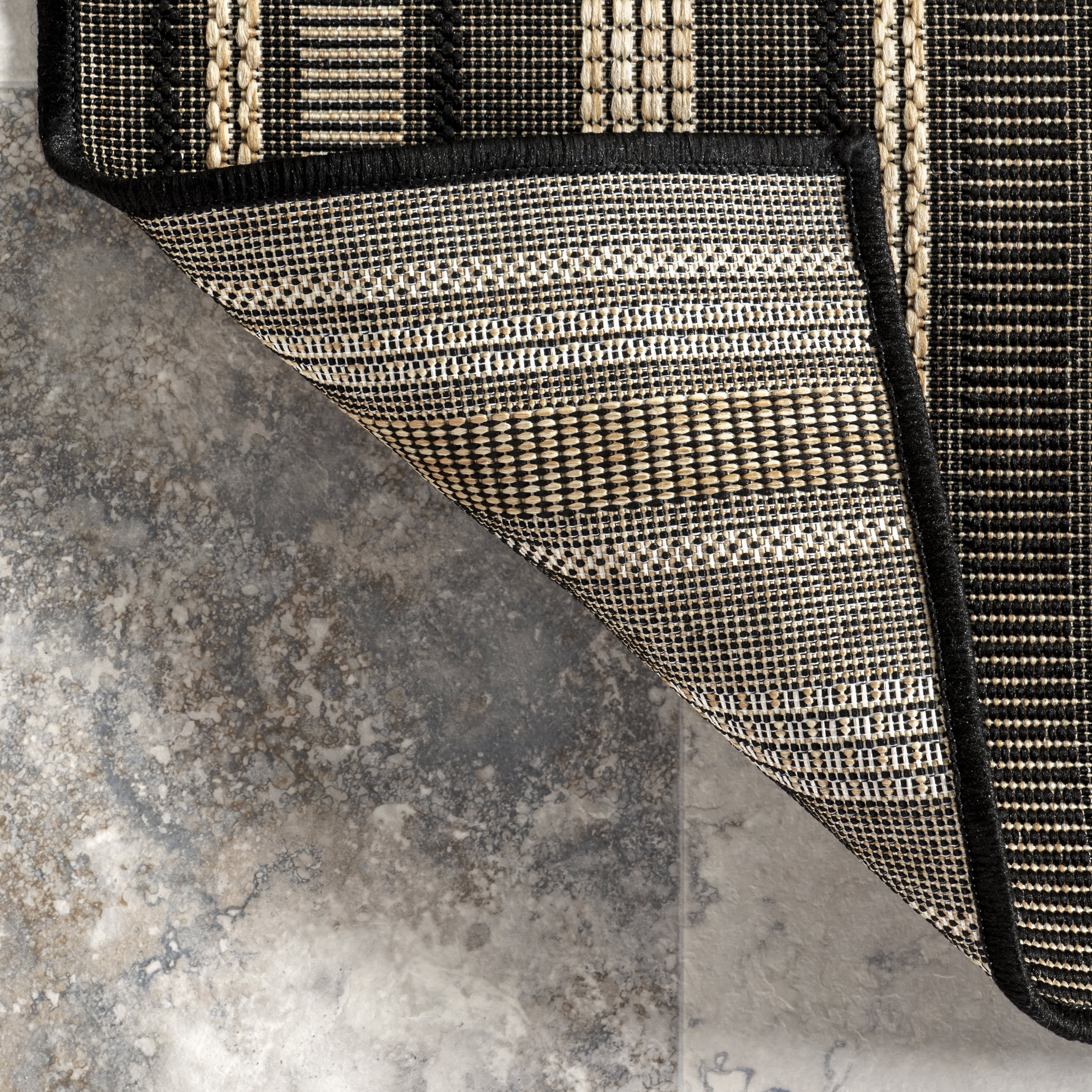 Gazania Striped Indoor/Outdoor Rug | Beige - Image 5