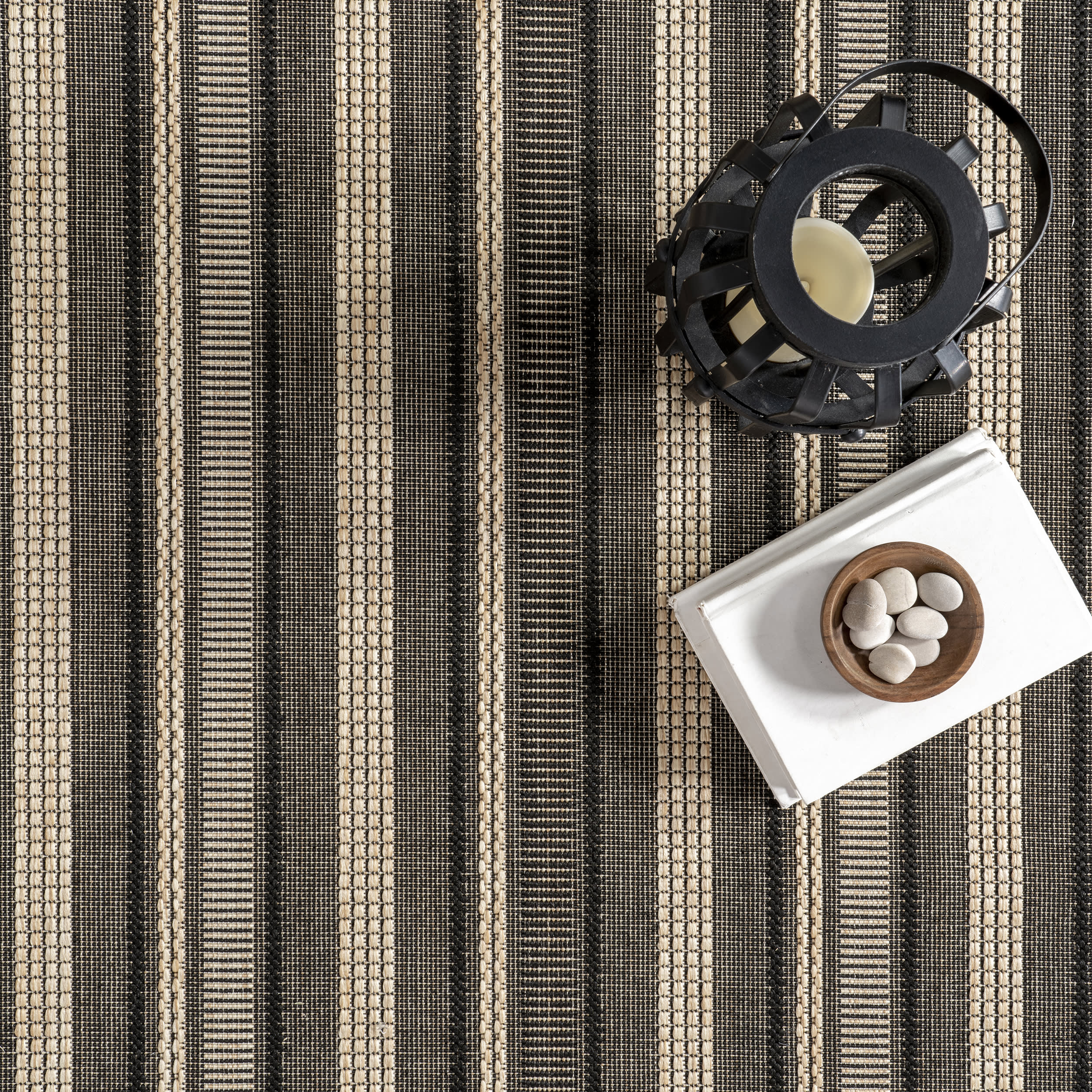 Gazania Striped Indoor/Outdoor Rug | Beige - Image 6