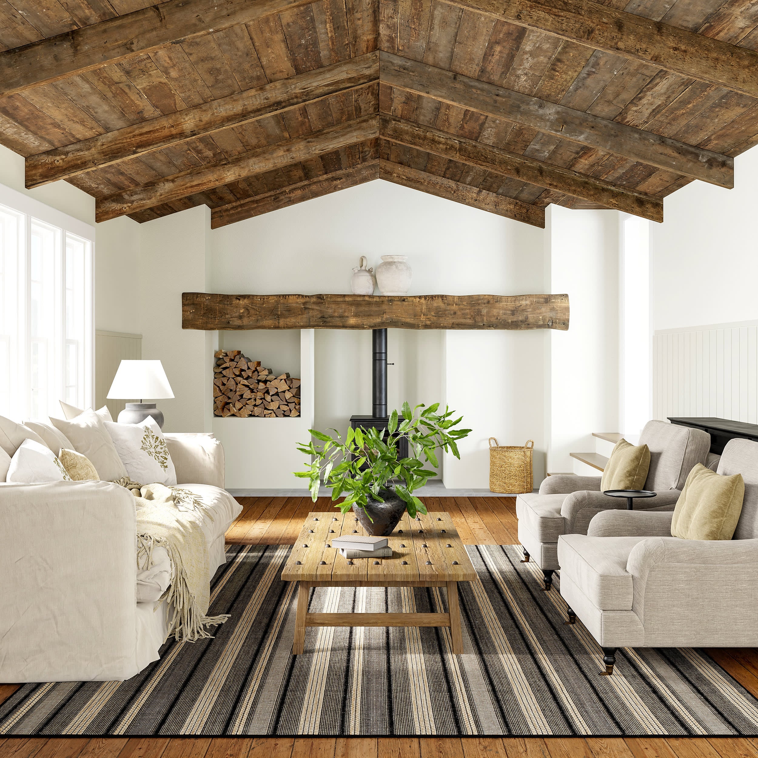 Gazania Striped Indoor/Outdoor Rug | Beige - Image 7
