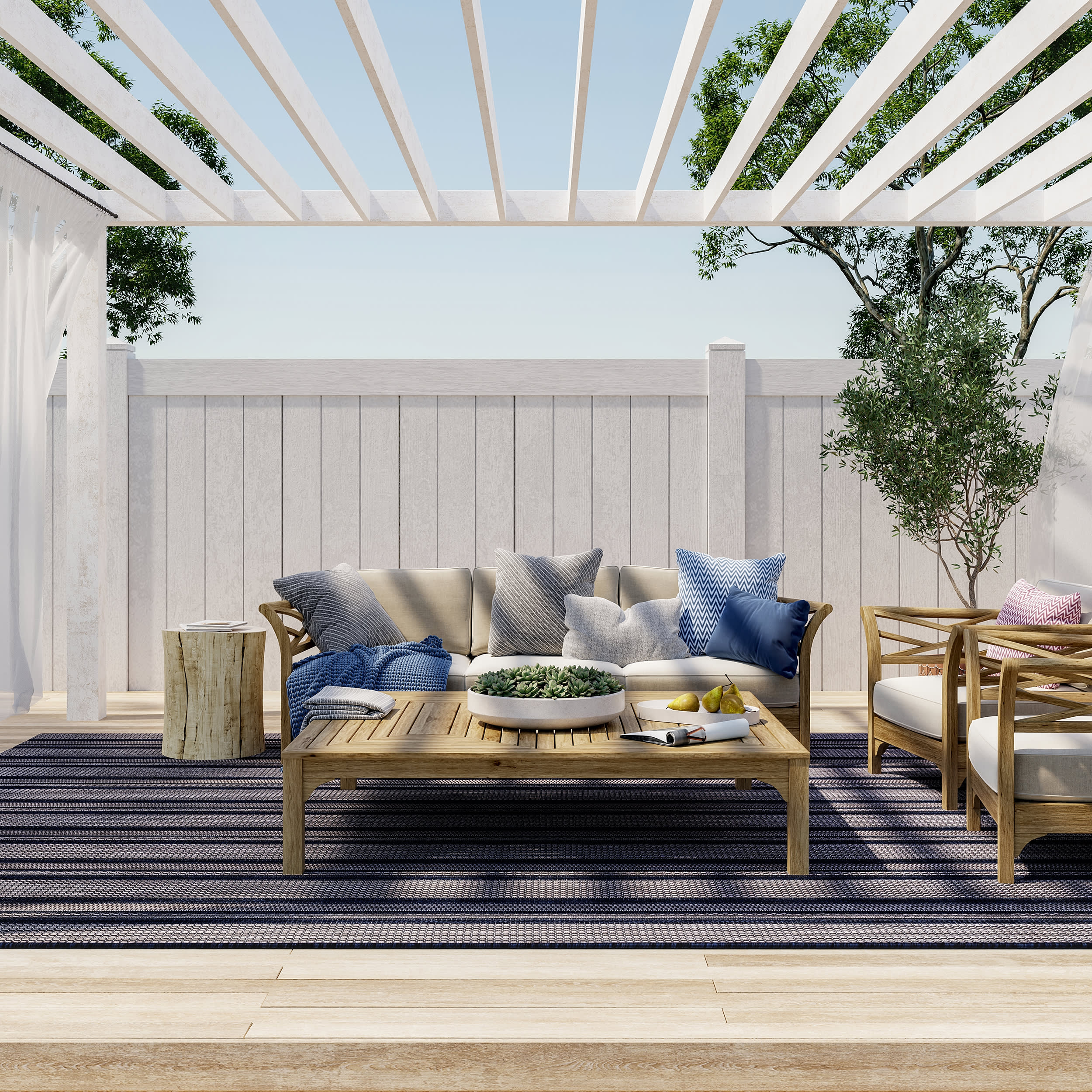 Gazania Striped Indoor/Outdoor Rug | Blue - Image 2