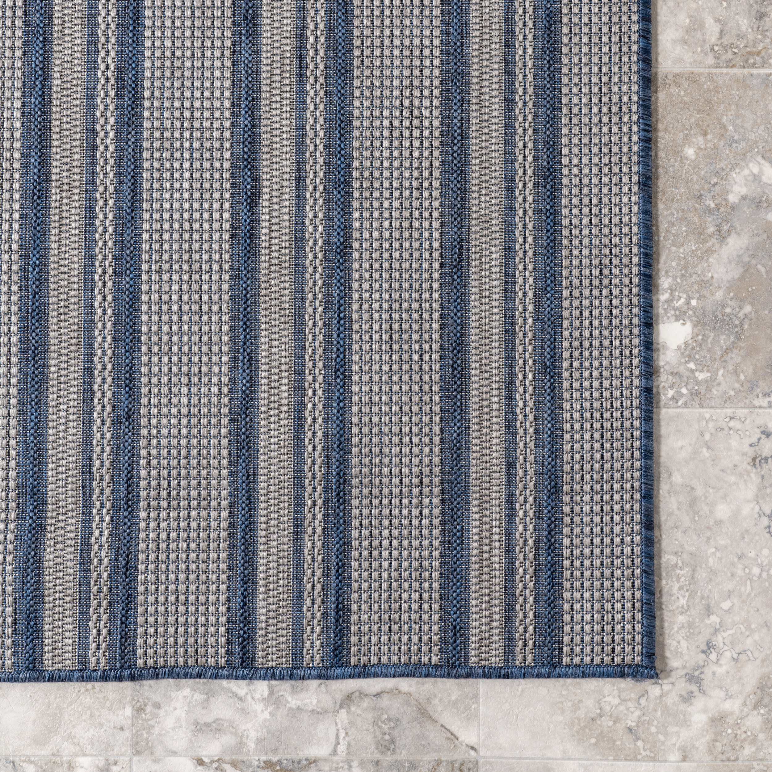 Gazania Striped Indoor/Outdoor Rug | Blue - Image 3