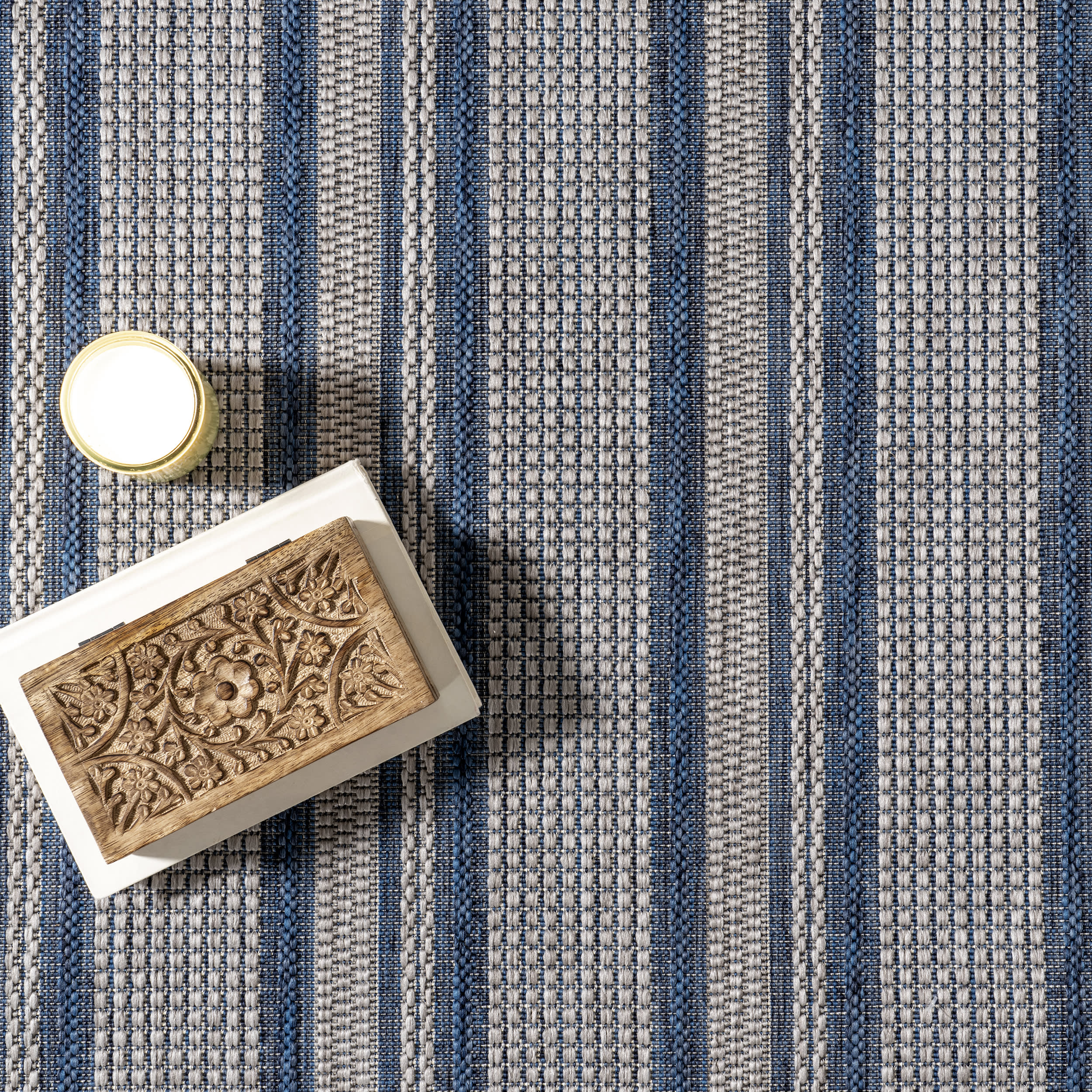 Gazania Striped Indoor/Outdoor Rug | Blue - Image 6