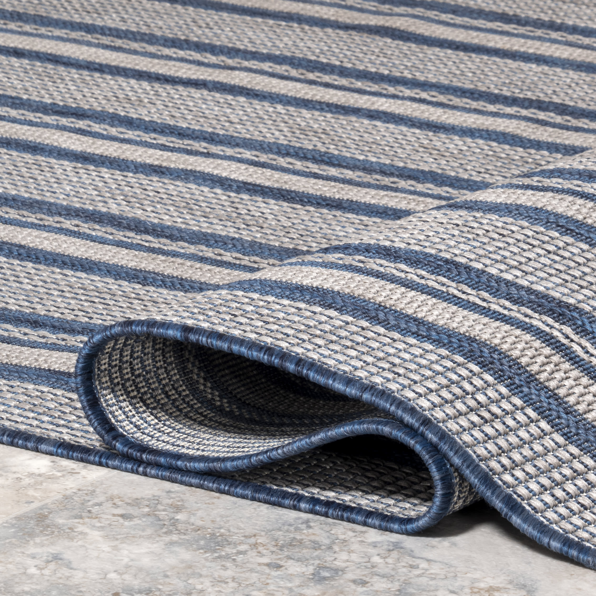 Gazania Striped Indoor/Outdoor Rug | Blue - Image 7