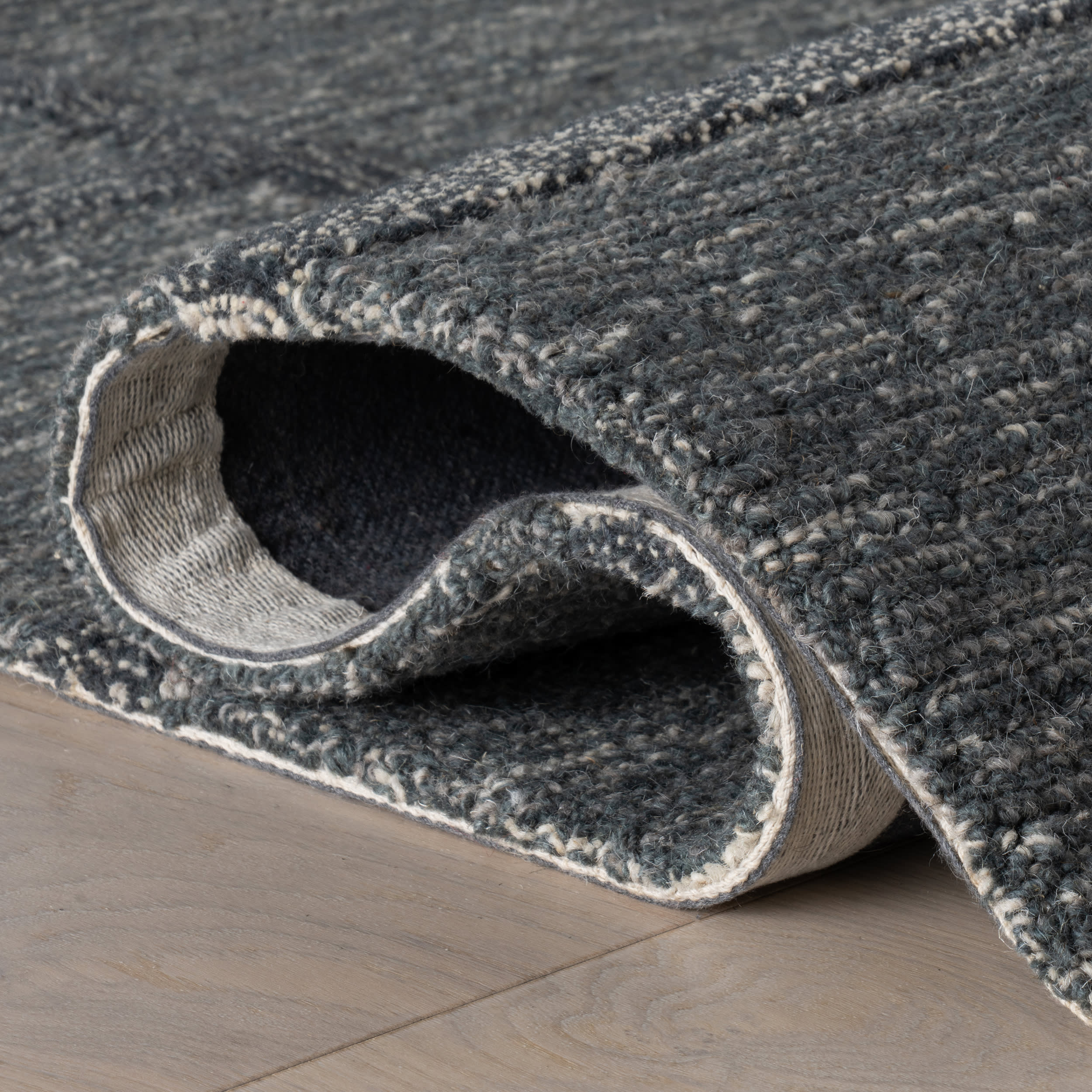 Gea Geometric Bordered Wool Rug | Blue - Image 10