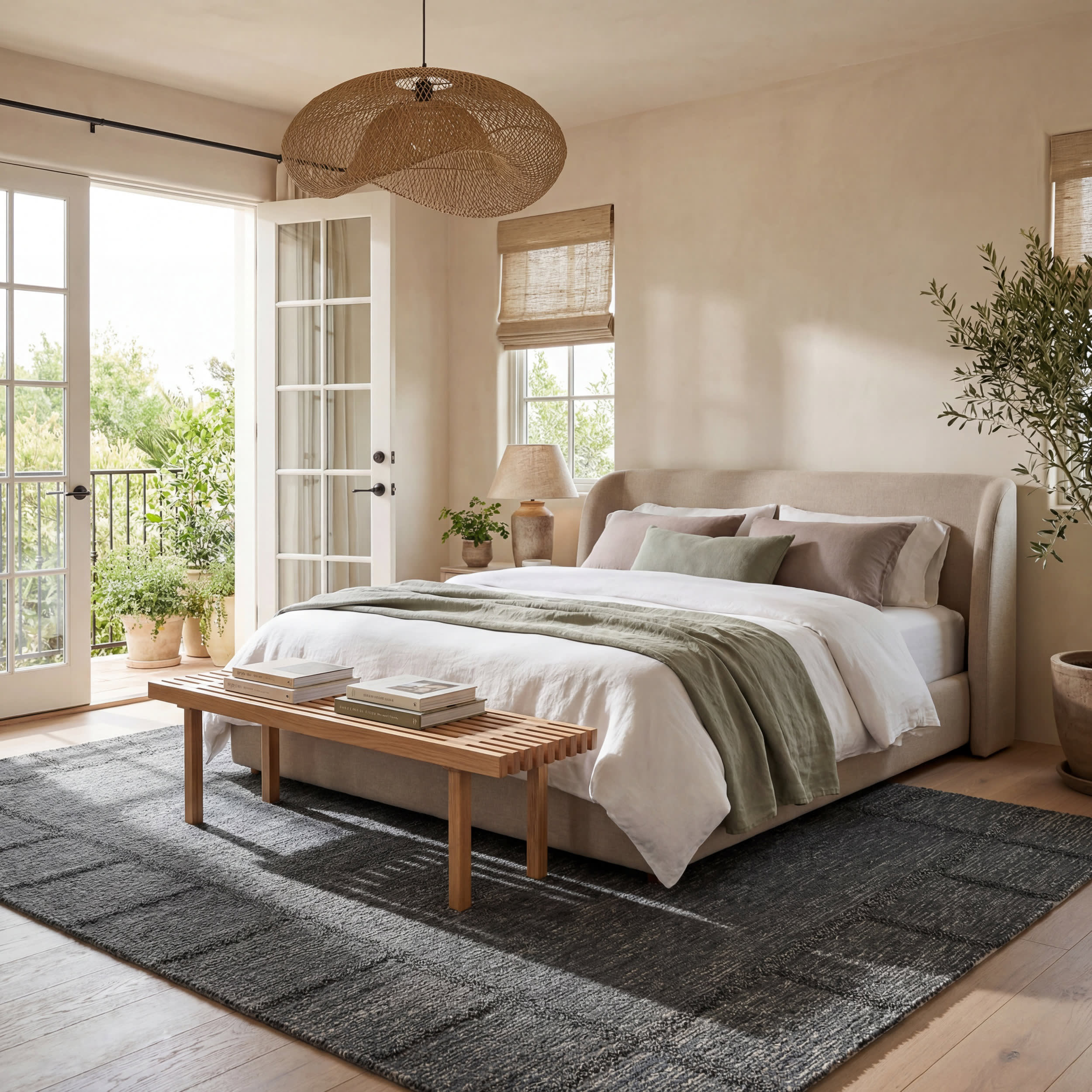 Gea Geometric Bordered Wool Rug | Blue - Image 9