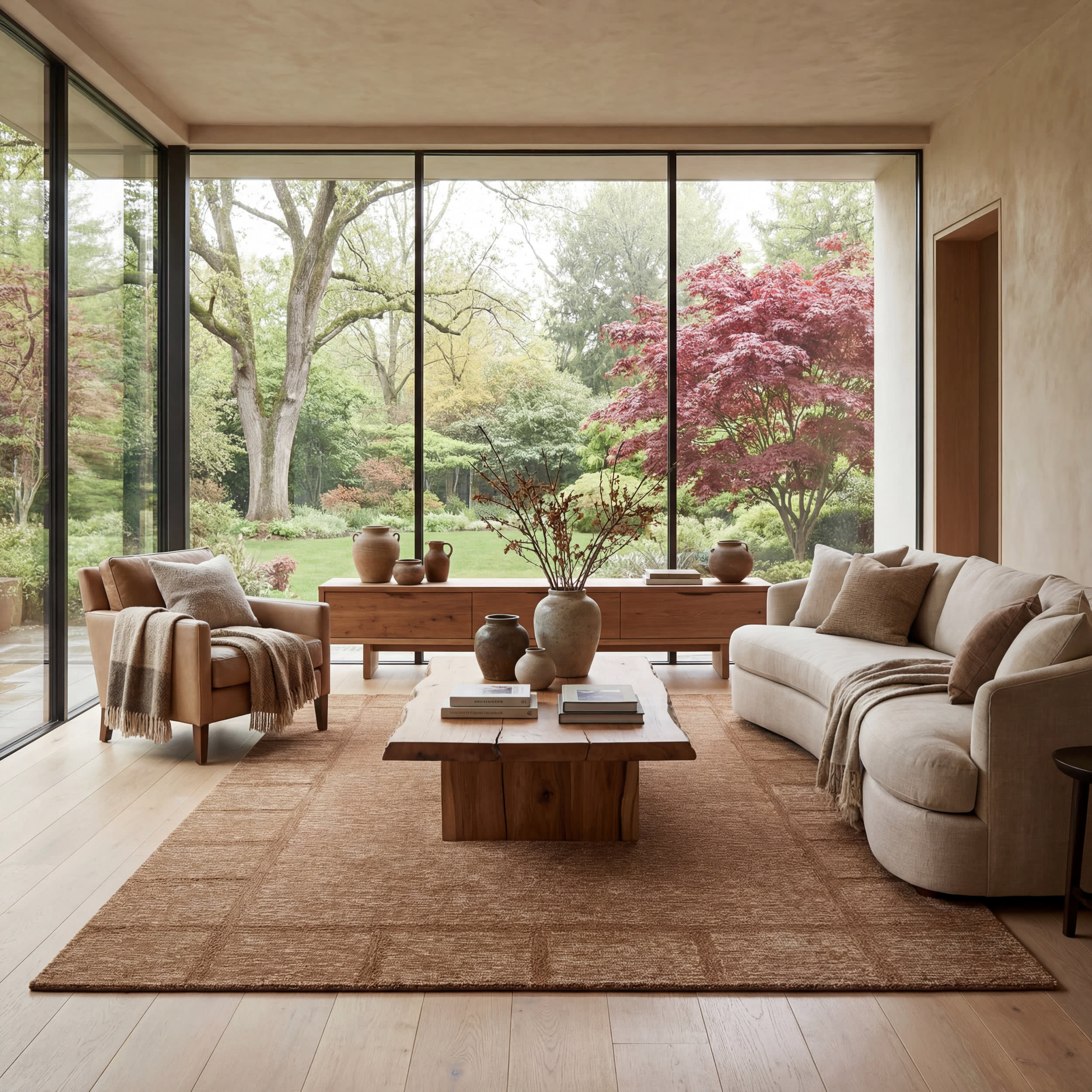 Gea Geometric Bordered Wool Rug | Brown - Image 2