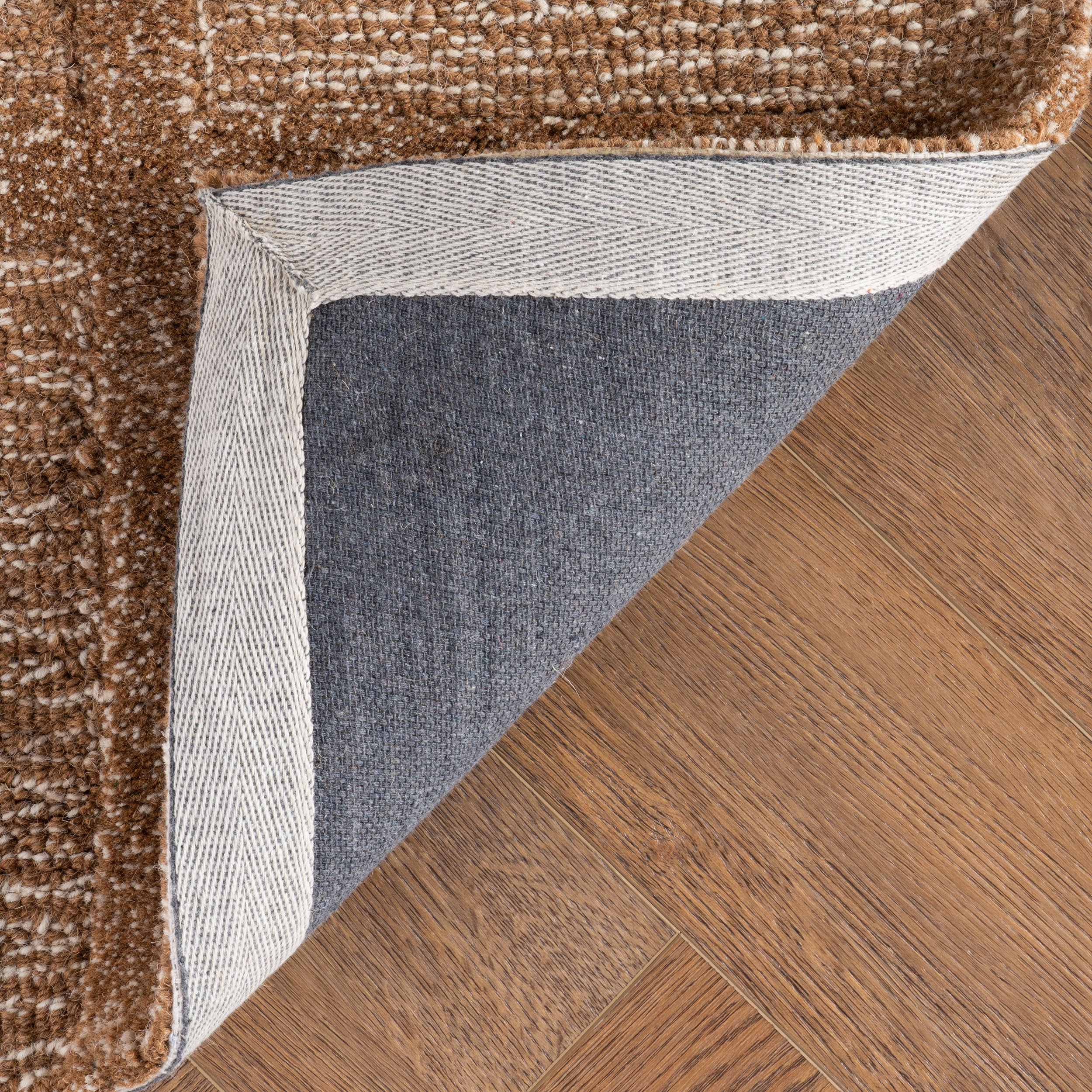 Gea Geometric Bordered Wool Rug | Brown - Image 8