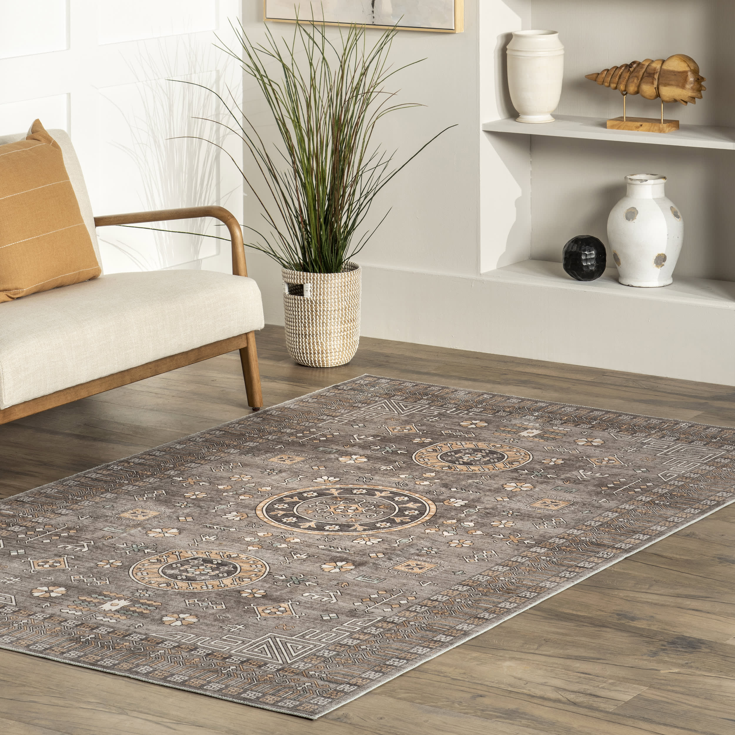Gemma Washable Disks Rug | Brown - Image 2