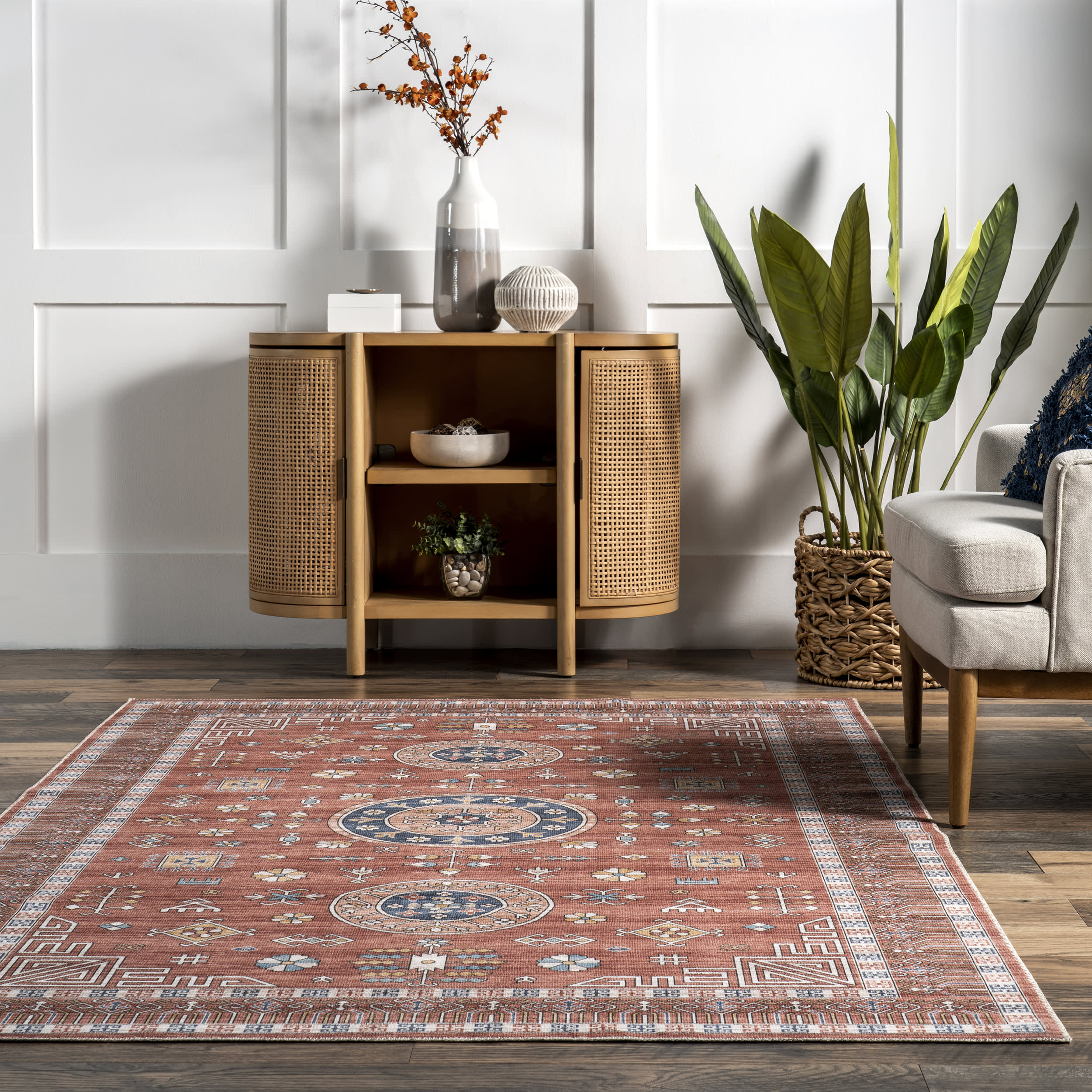 Gemma Washable Disks Rug | Red - Image 4