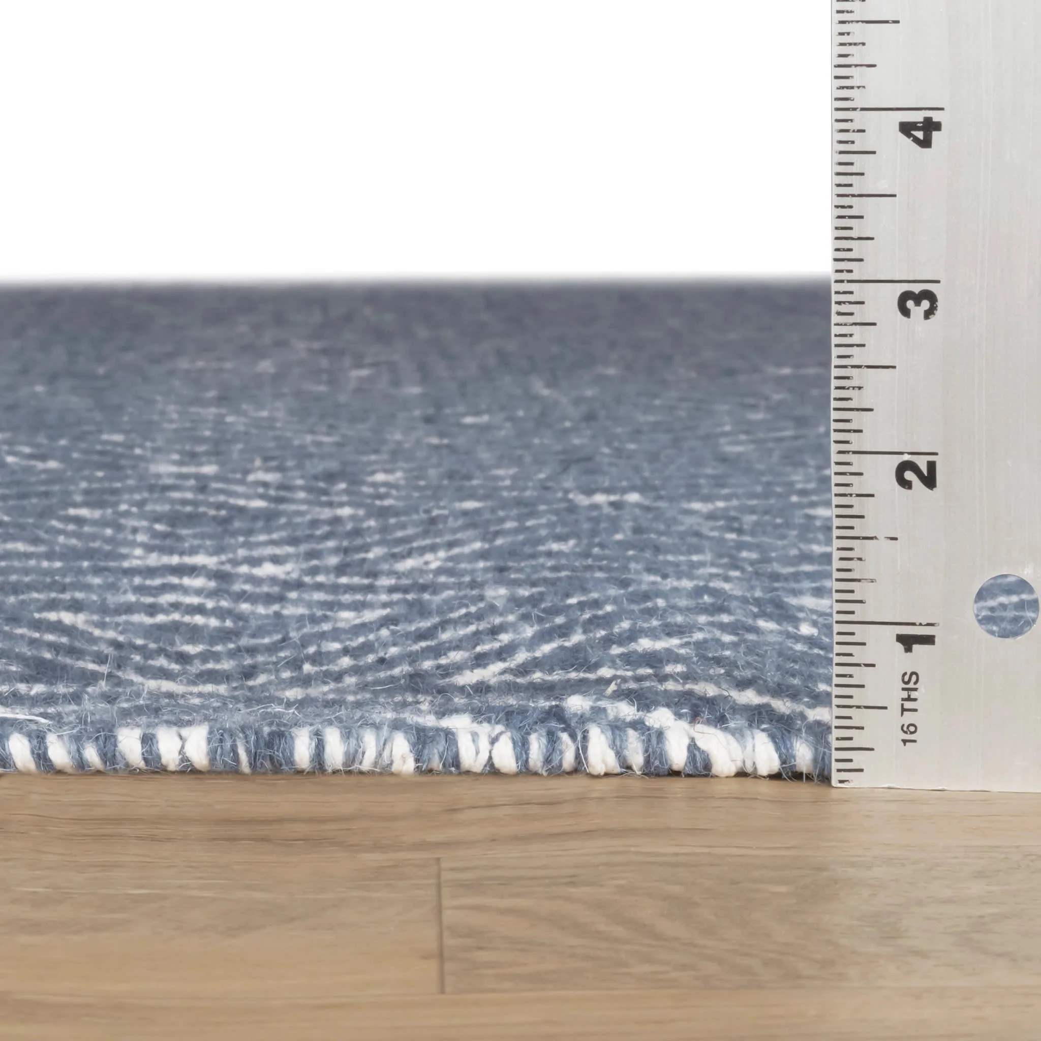 Geo Diamond Handwoven Wool Rug | Blue/Ivory - Image 3