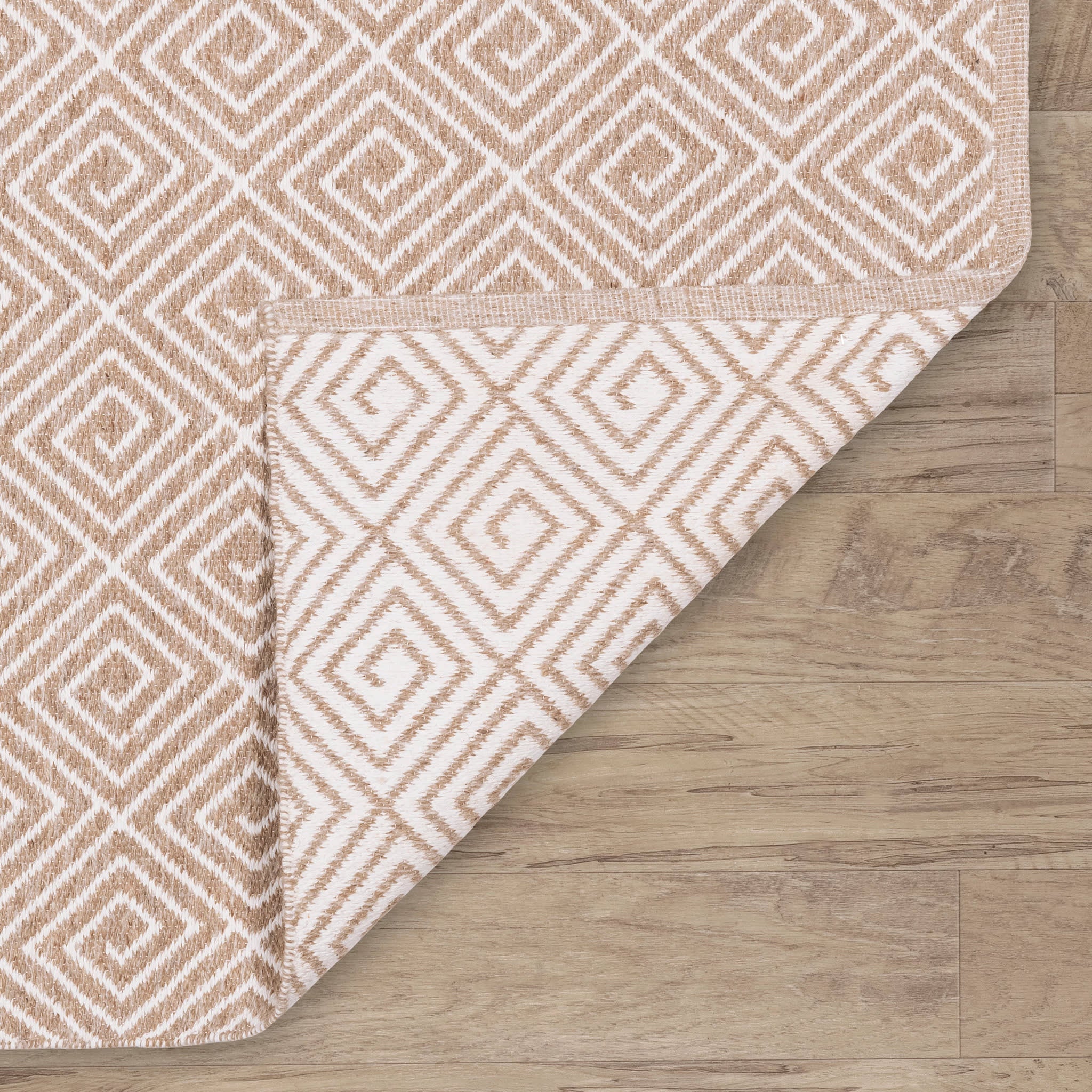 Geo Diamond Handwoven Wool Rug | Natural/Ivory - Image 5