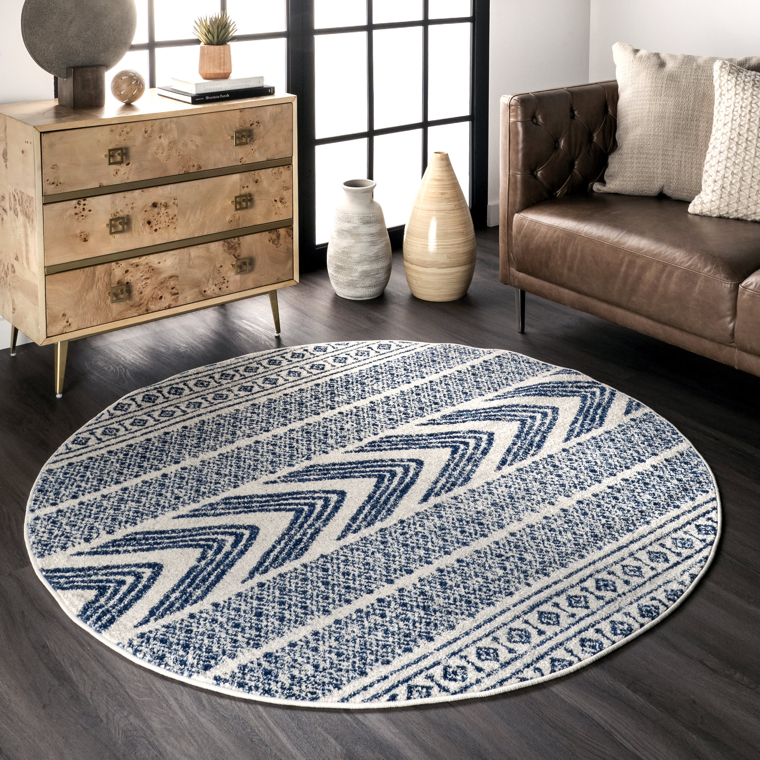 Geometric Banded Rug | Blue - Image 2