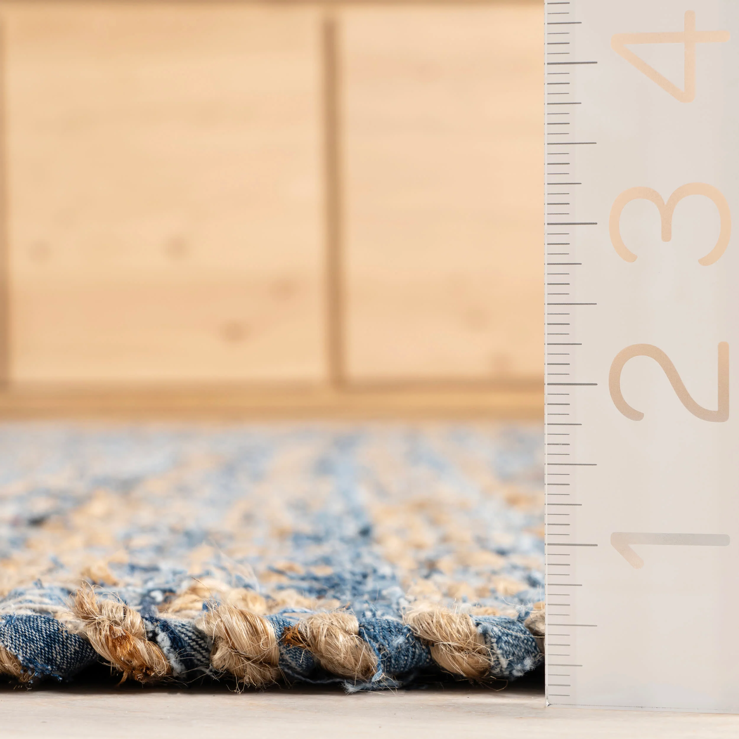 Geometric Rag Handwoven Jute Rug | Blue - Image 5