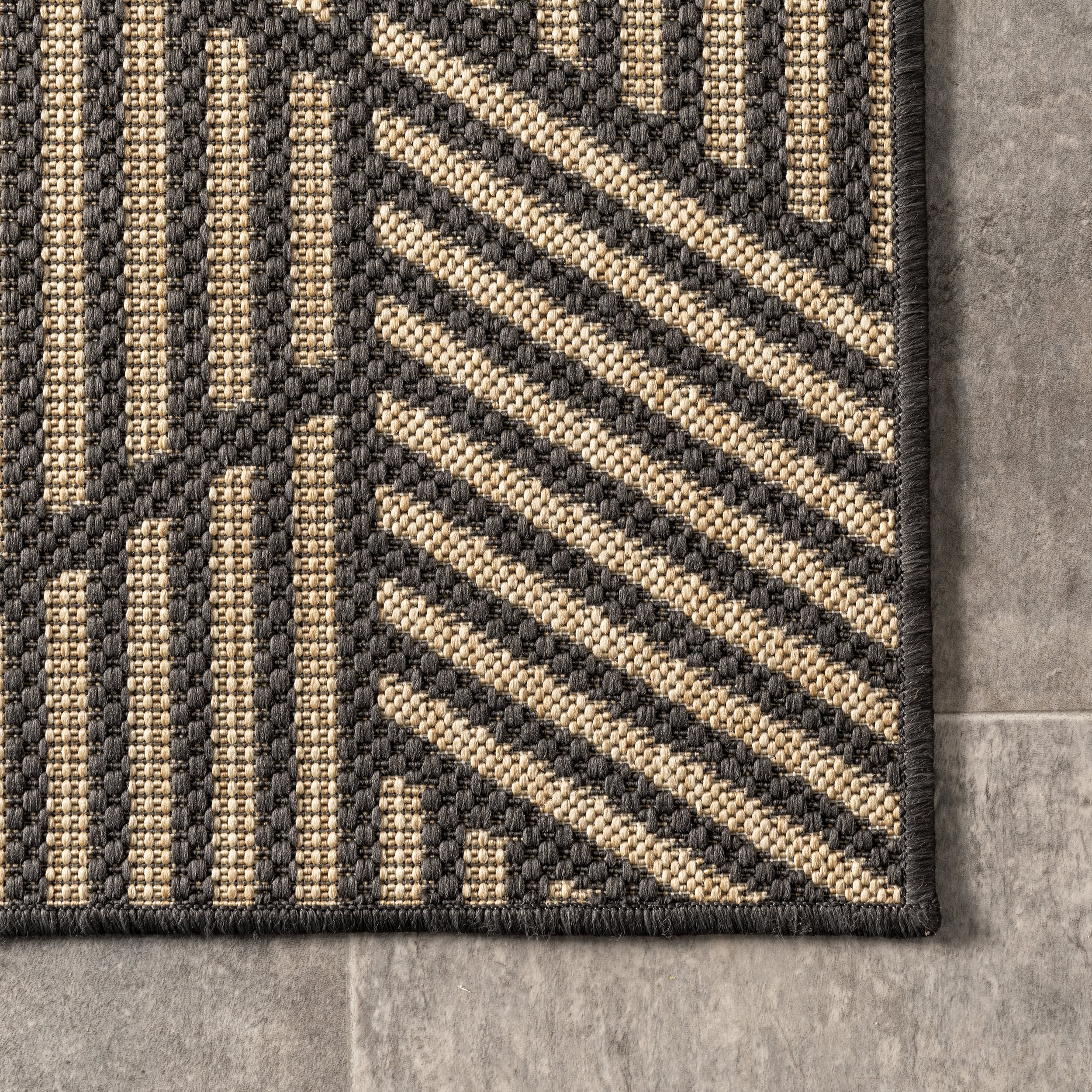 Geometric Tiles Indoor/Outdoor Rug | Charcoal - Image 3