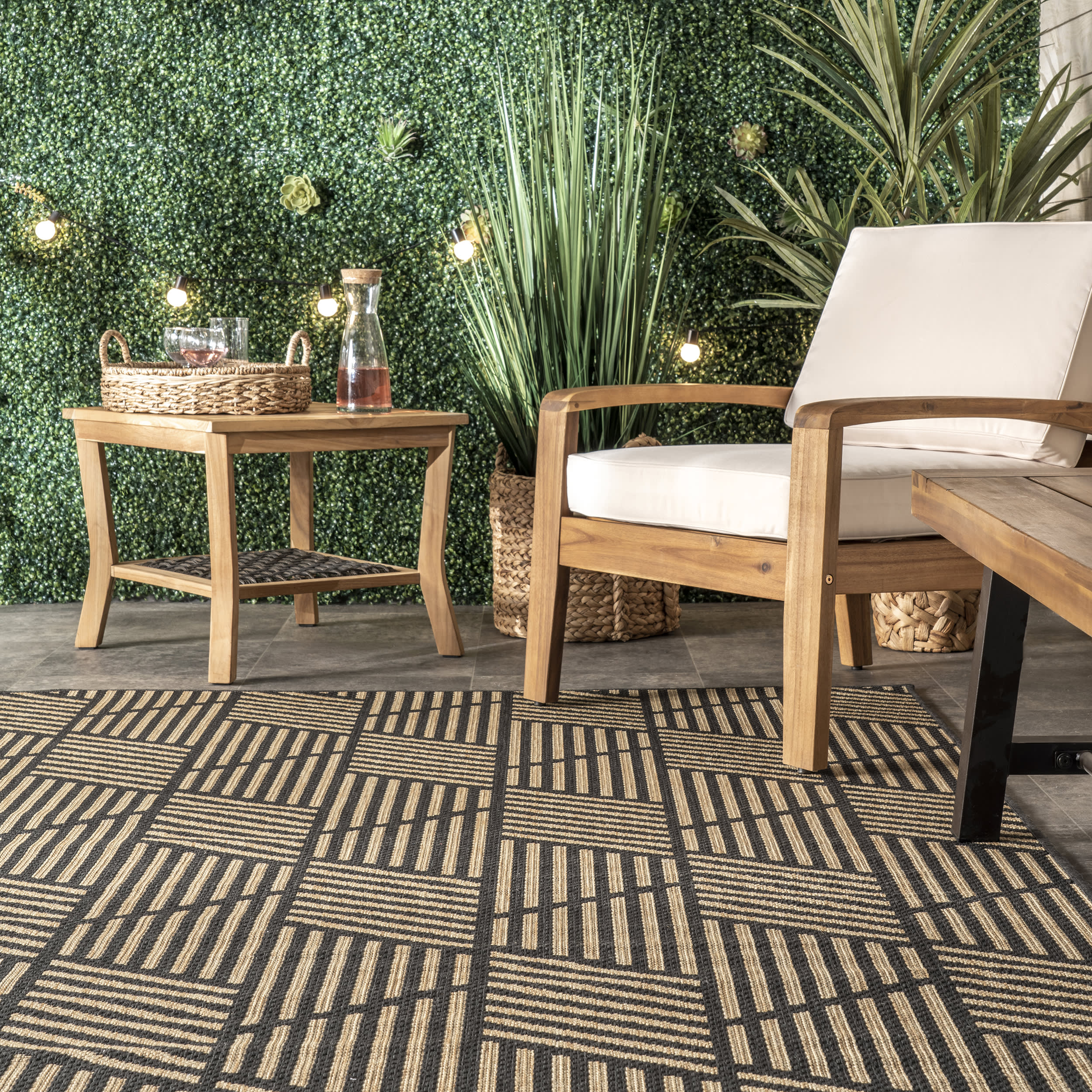 Geometric Tiles Indoor/Outdoor Rug | Charcoal - Image 4