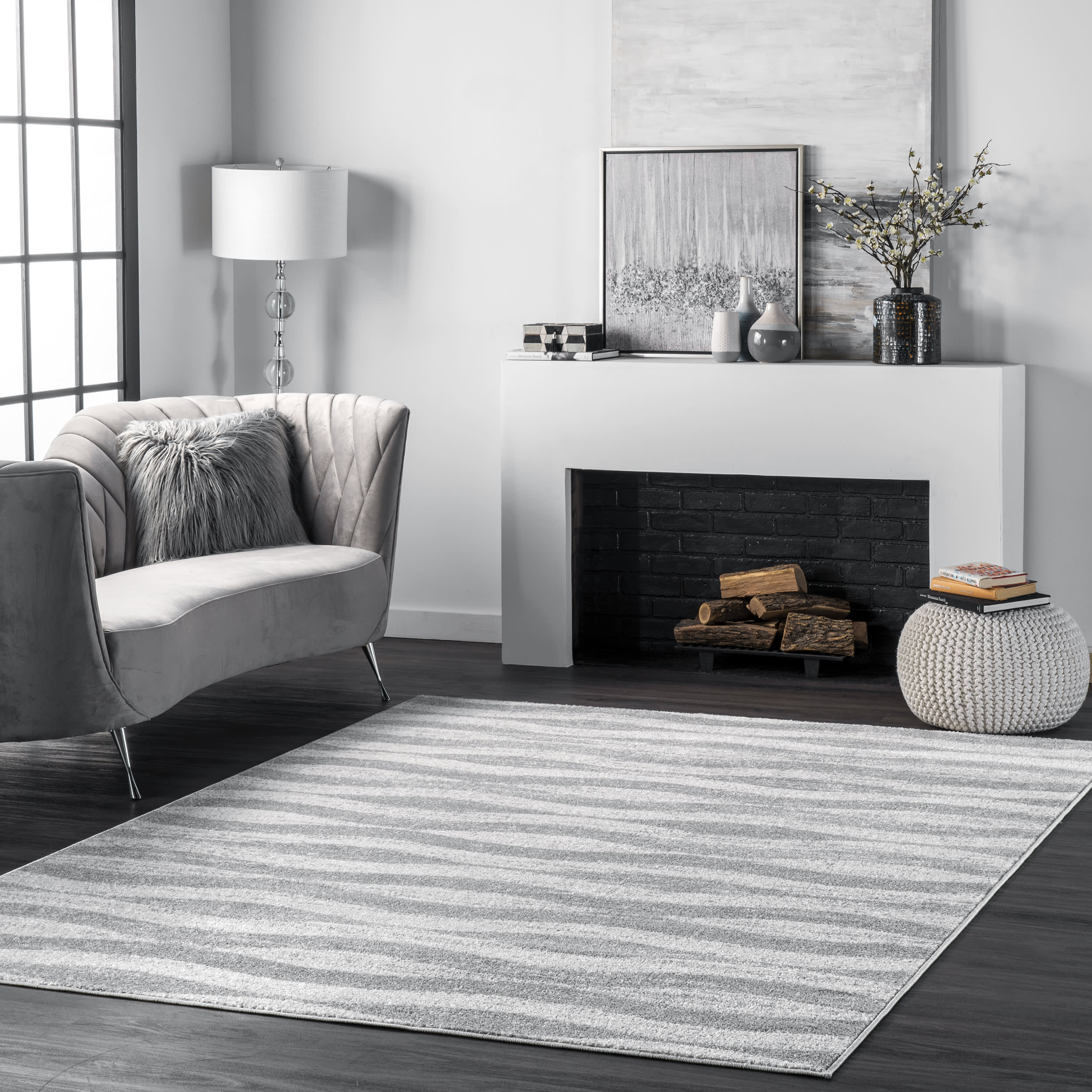 Geometric Waves Rug | Grey - Image 2