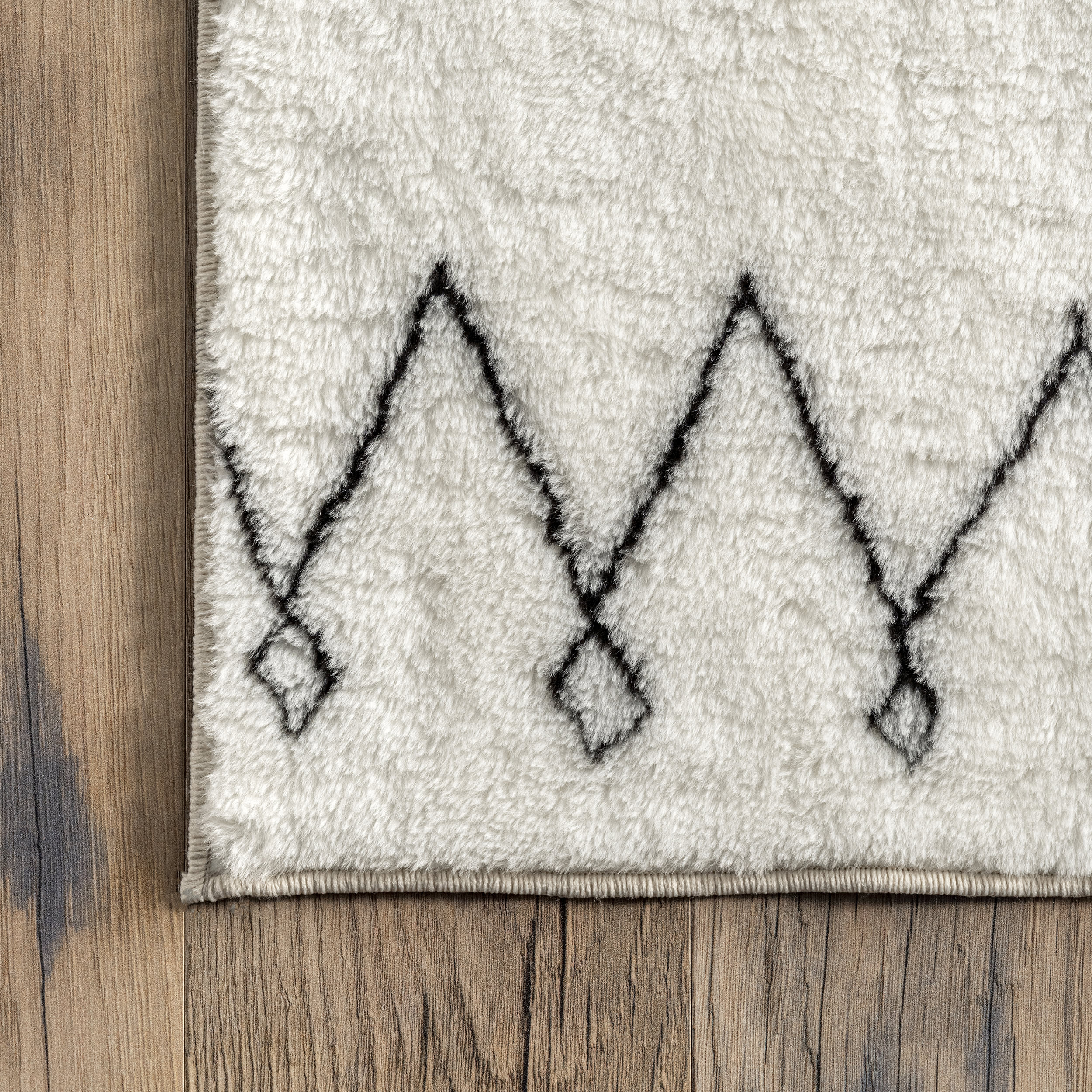 Giana Striped Washable Shag Rug | Black - Image 3