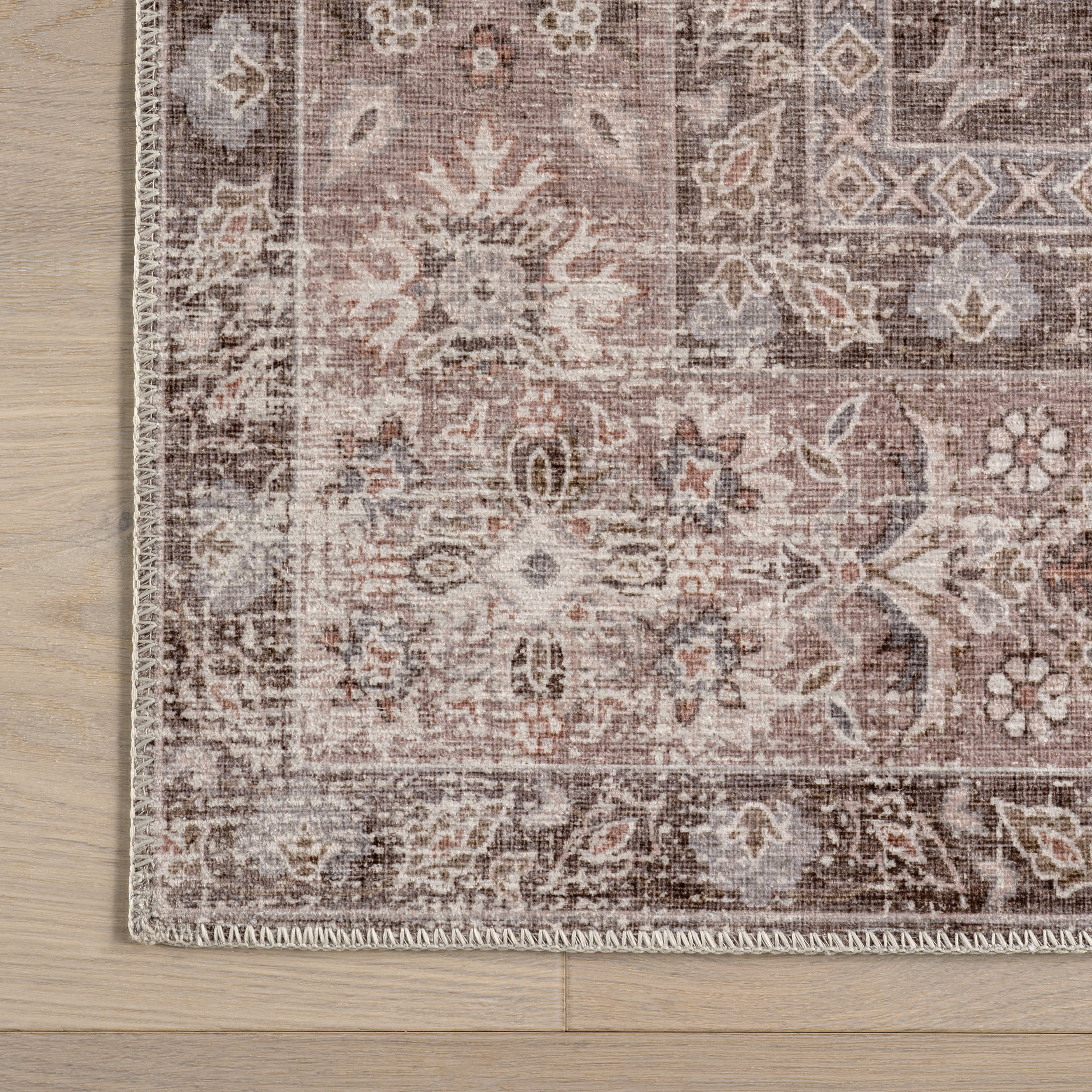 Gianna Blossom Spill Proof Washable Rug | Taupe - Image 4