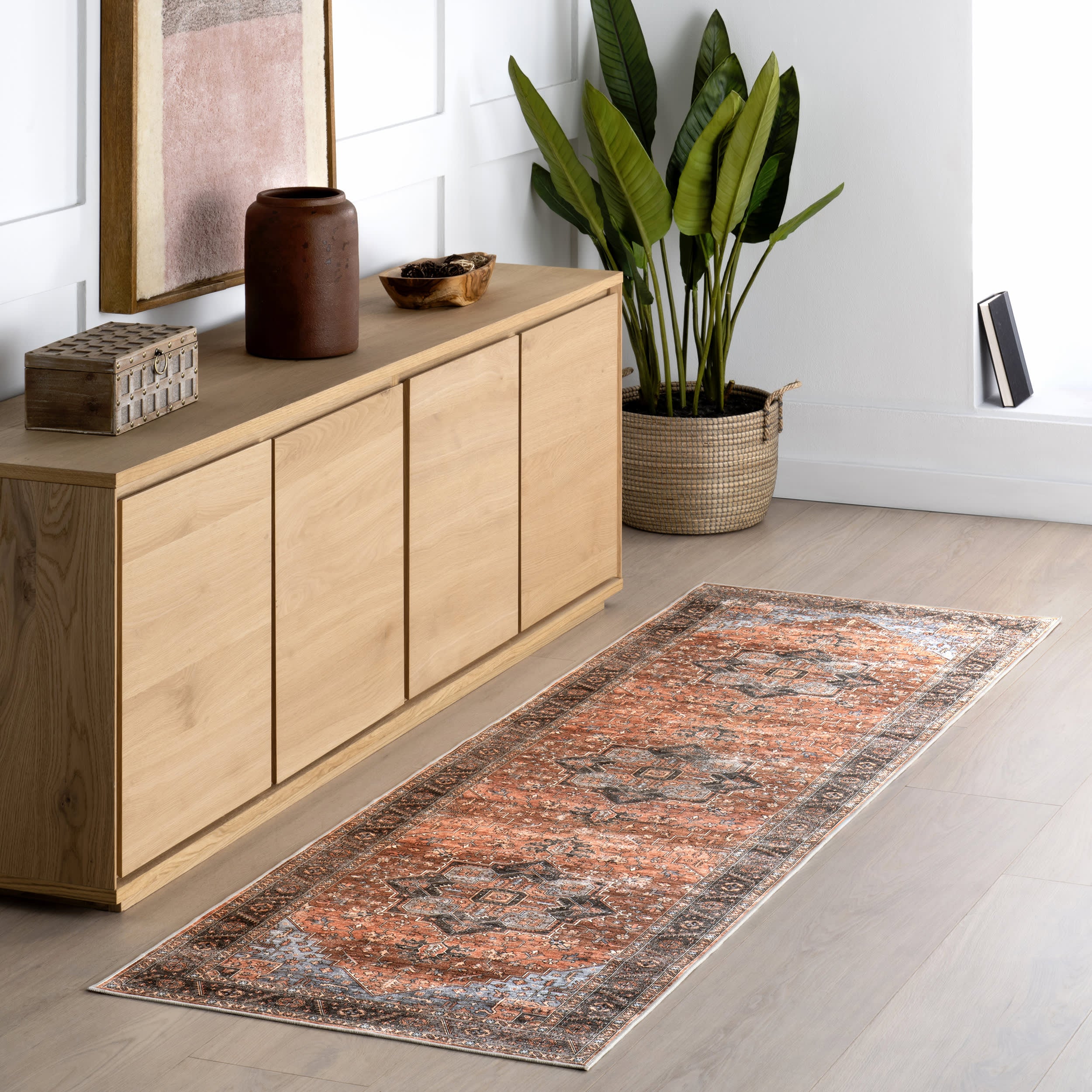 Ginevra Moody Medallion Spill Proof Washable Rug | Sienna Brown - Image 2