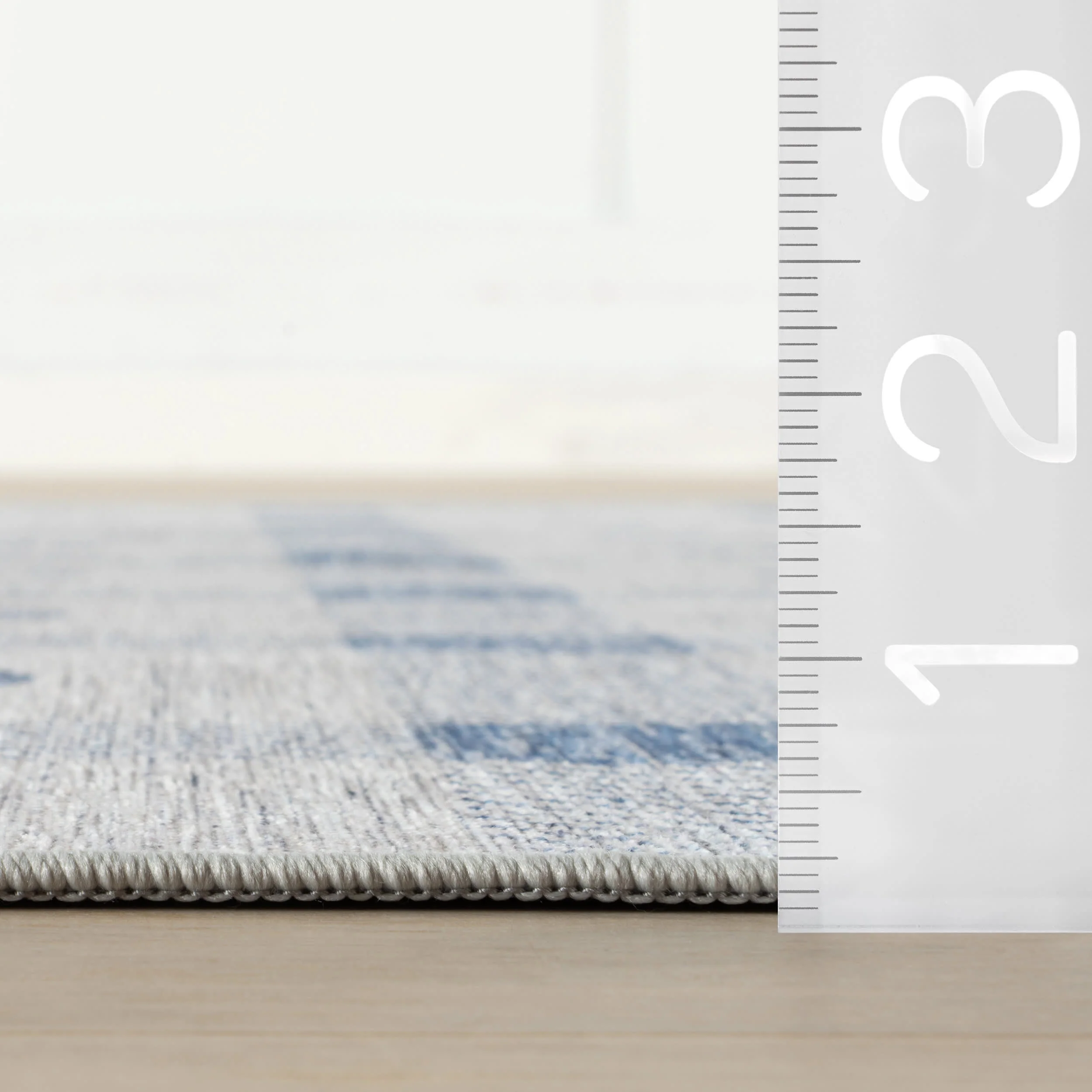 Gingham Machine Washable Rug | Blue - Image 5