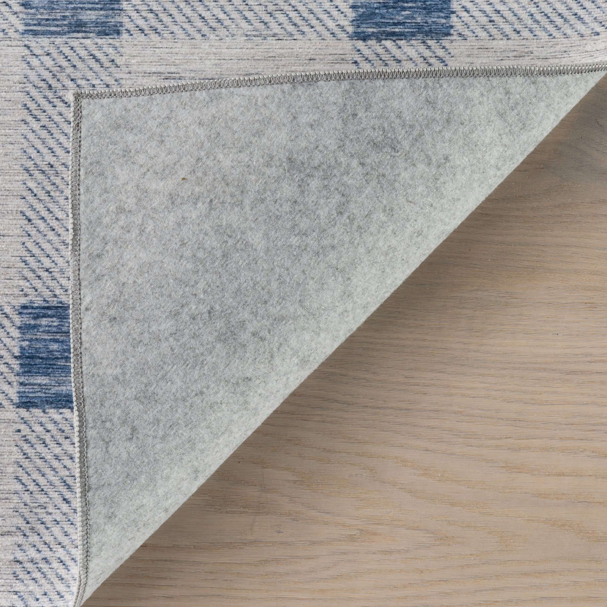 Gingham Machine Washable Rug | Blue - Image 7