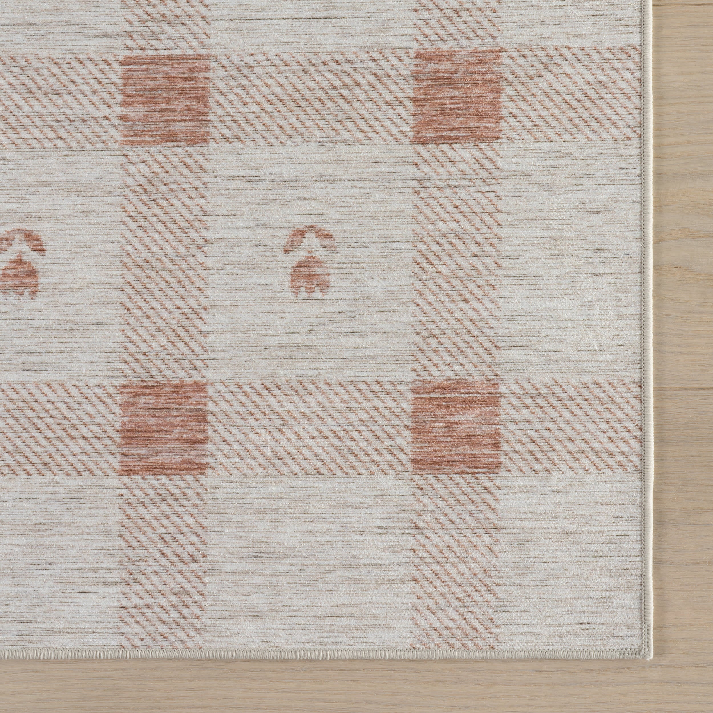 Gingham Machine Washable Rug | Blush - Image 6