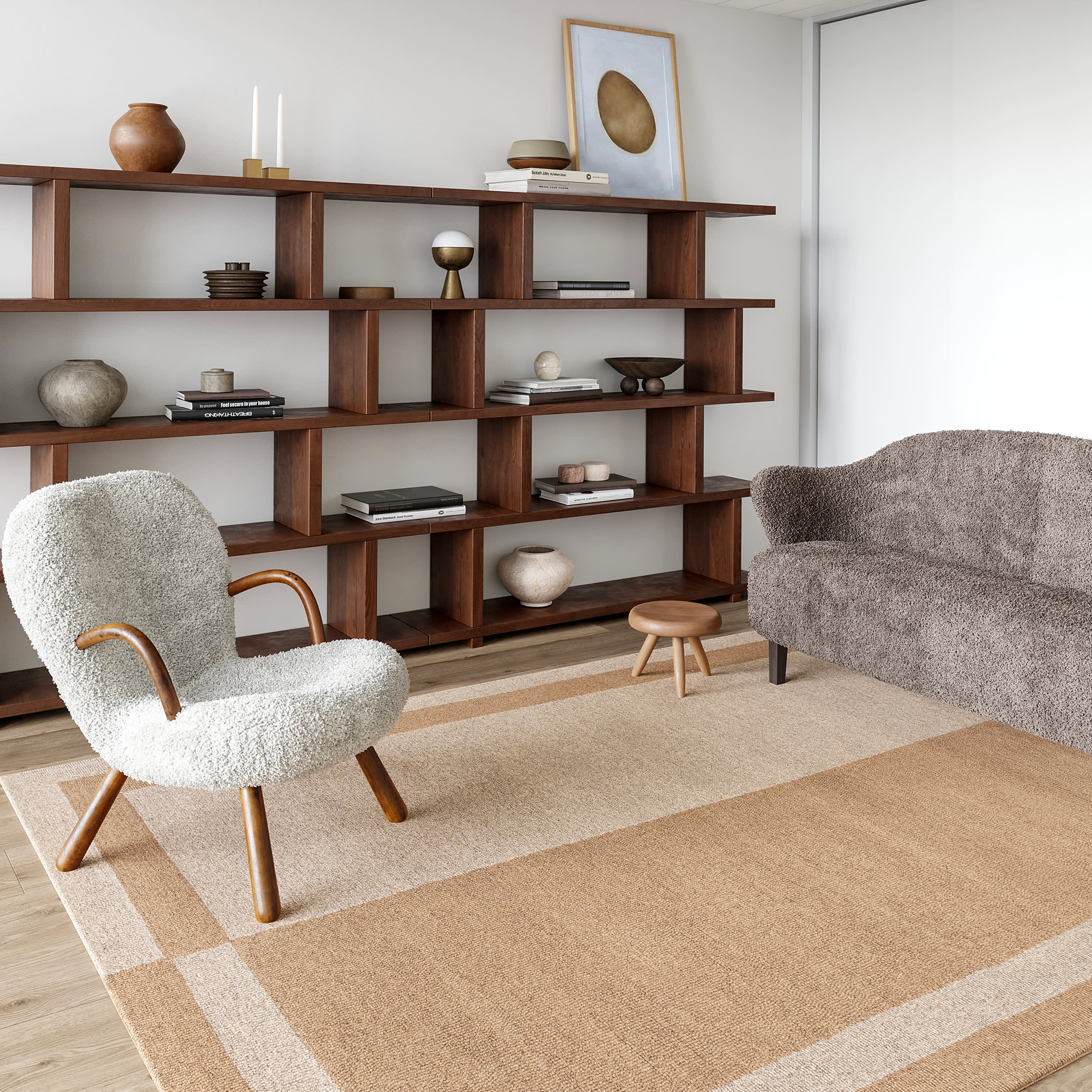Gino Two-Tone Bordered Wool Rug | Beige - Image 6