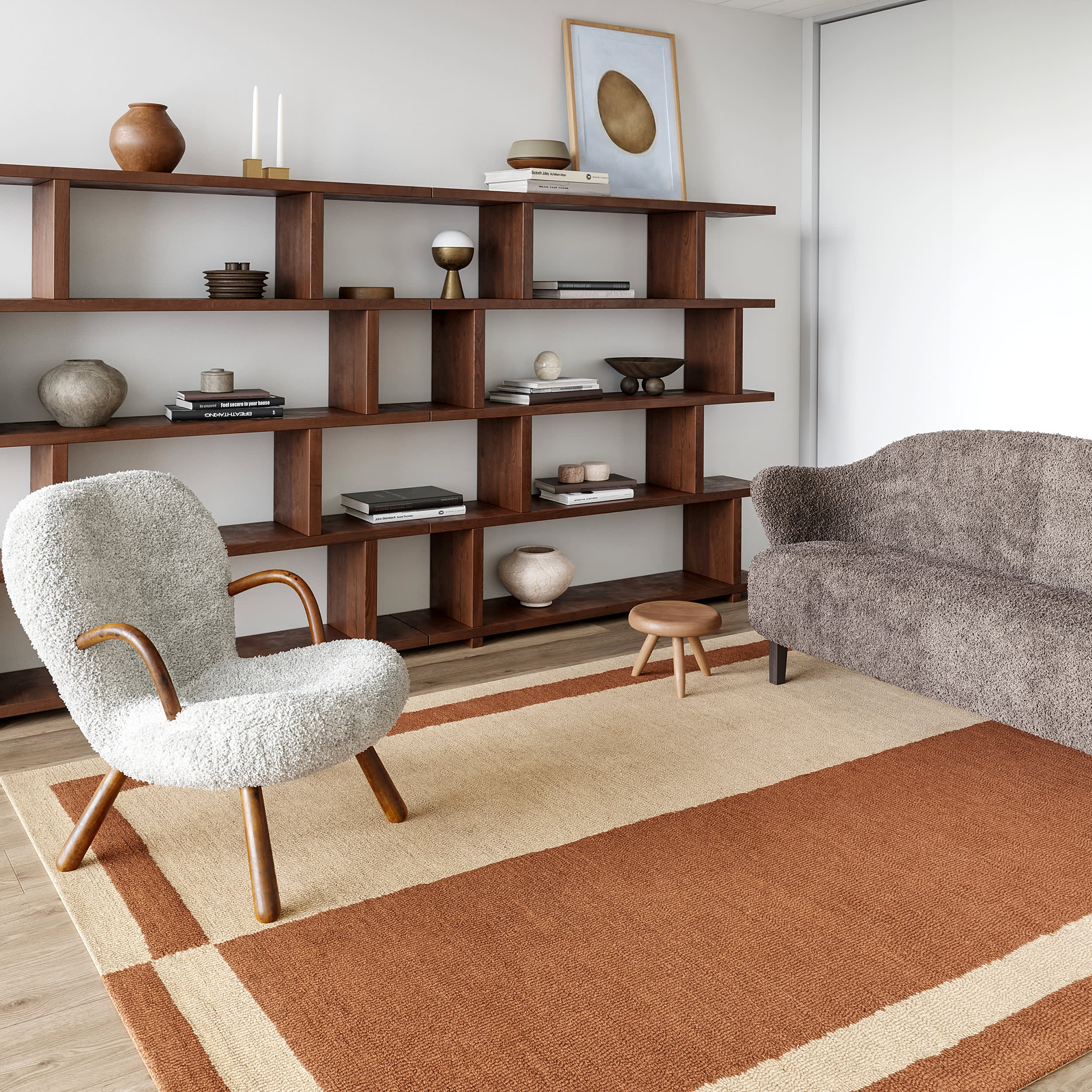 Gino Two-Tone Bordered Wool Rug | Rust - Image 2