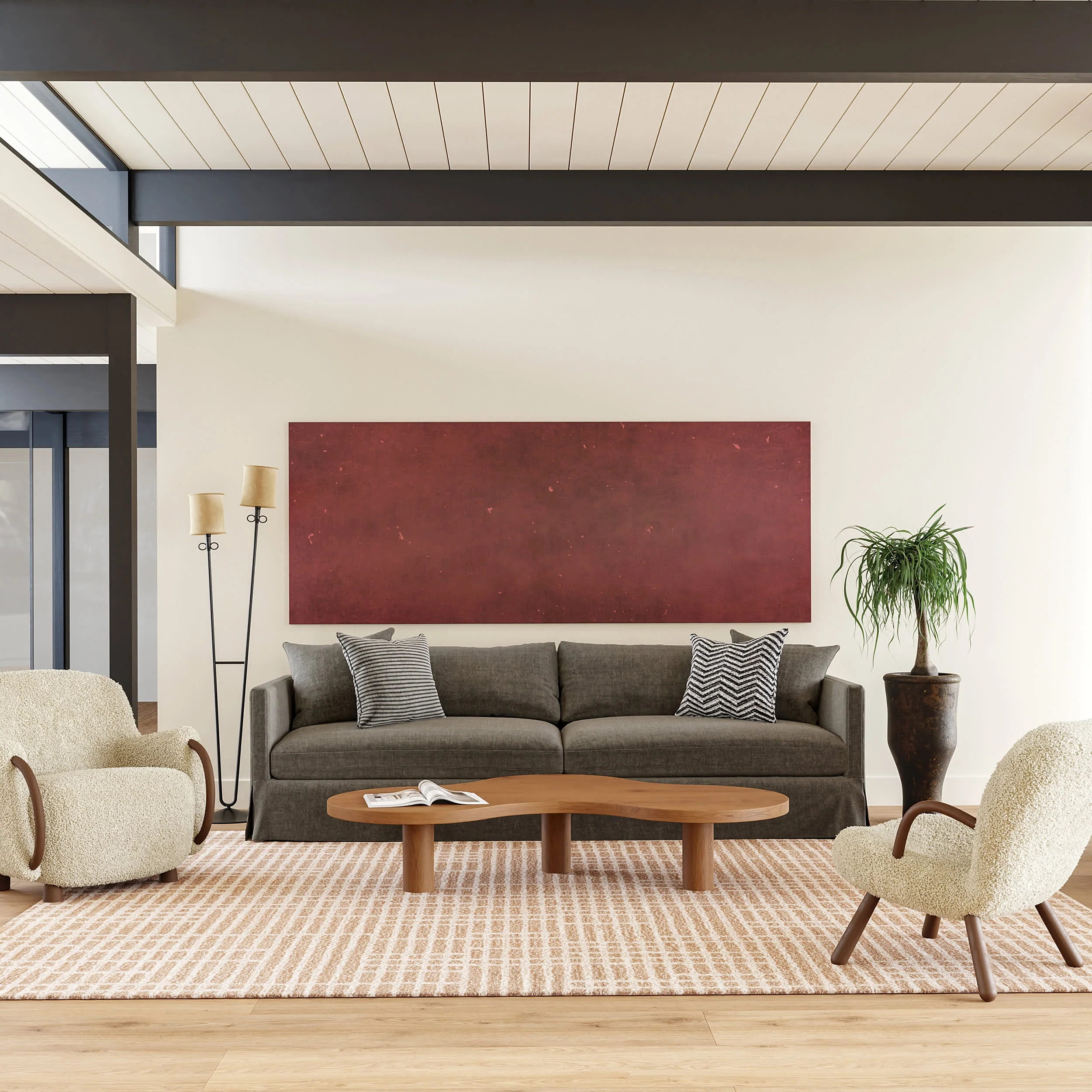 Gio Crosshatch Wool Rug | Beige - Image 2