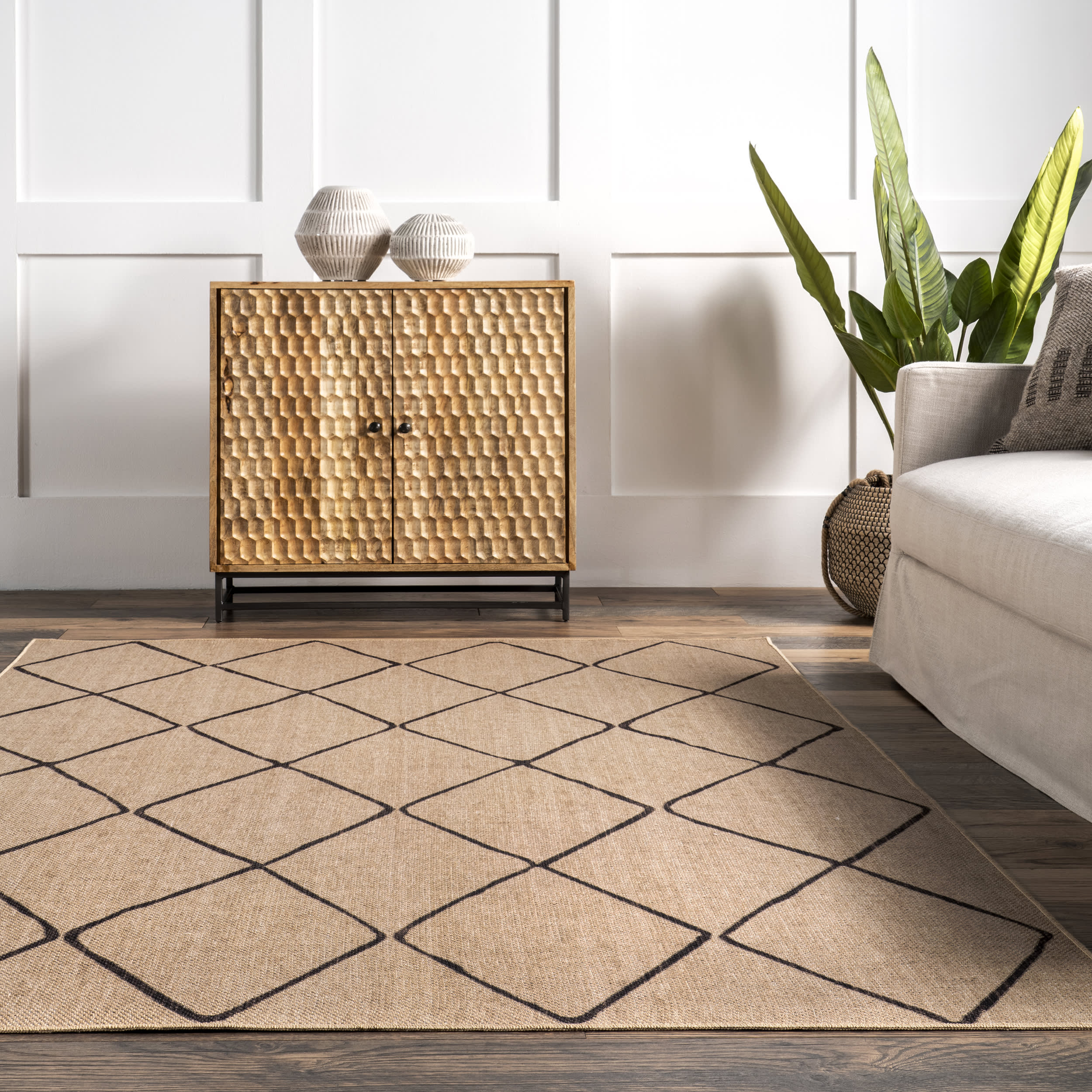Giselle Easy-Jute Washable Trellis Rug | Natural - Image 4