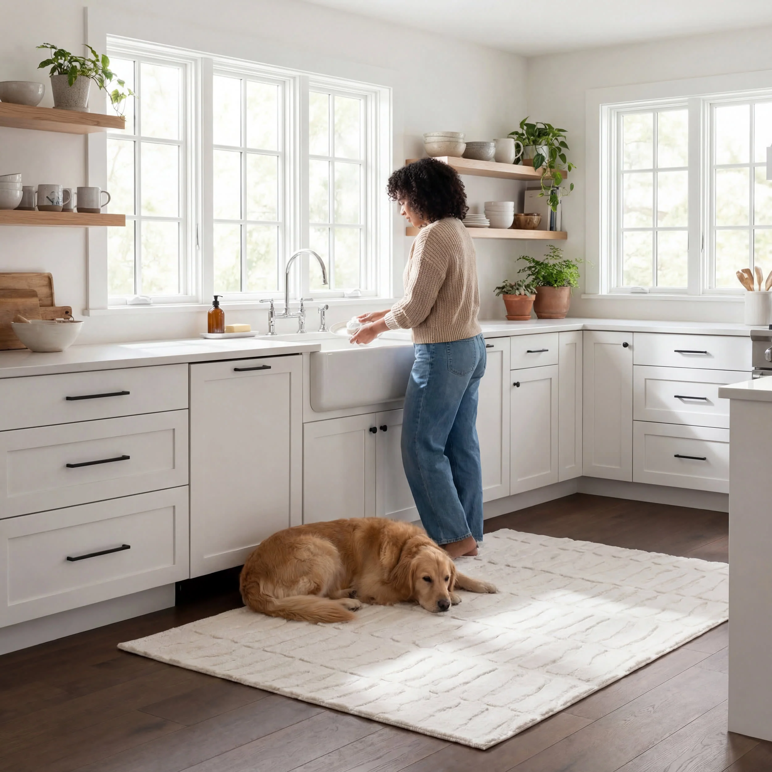 Giselle Solid Cloud Washable Rug | Sand - Image 8