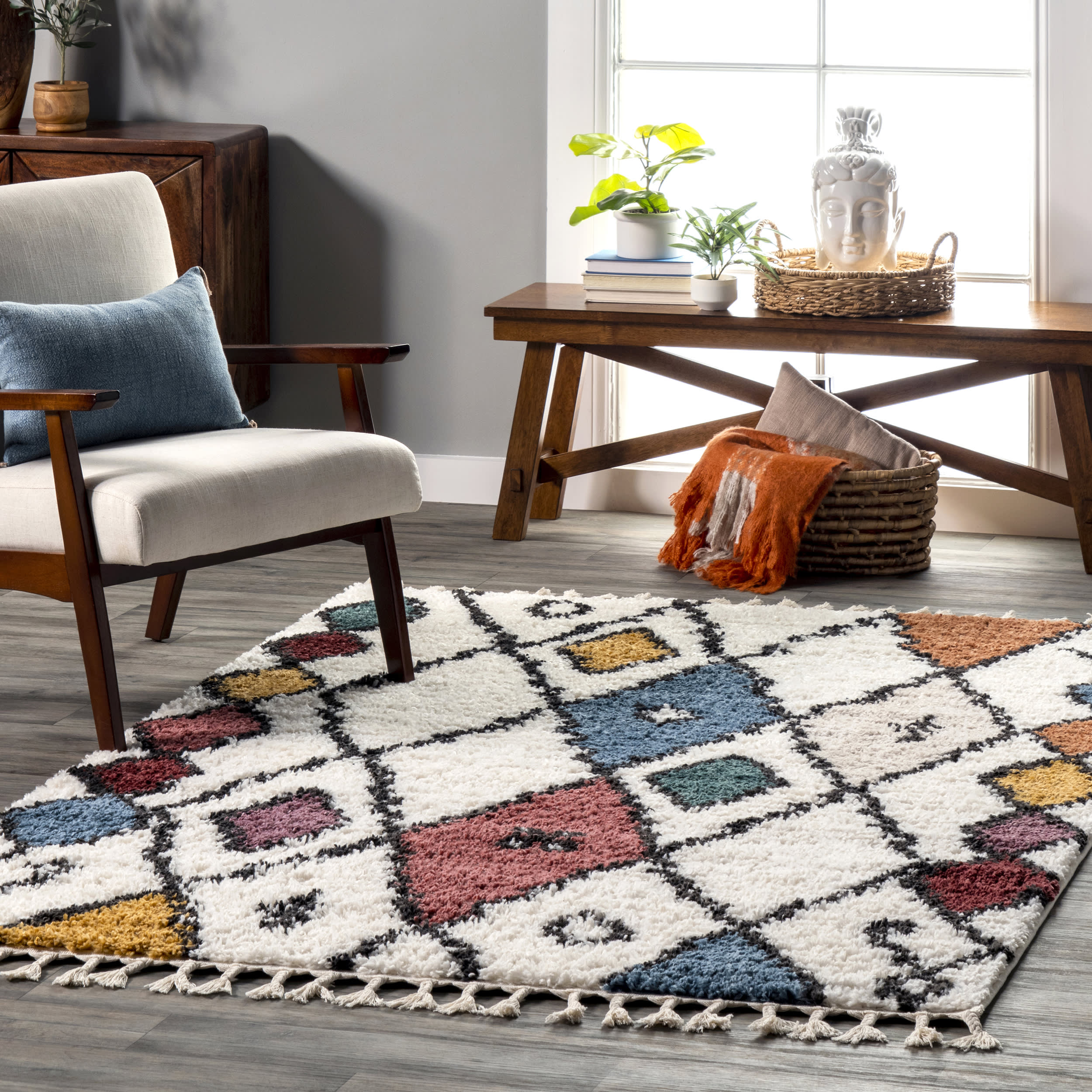 Gloria Rainbow Trellis Rug | Beige - Image 2