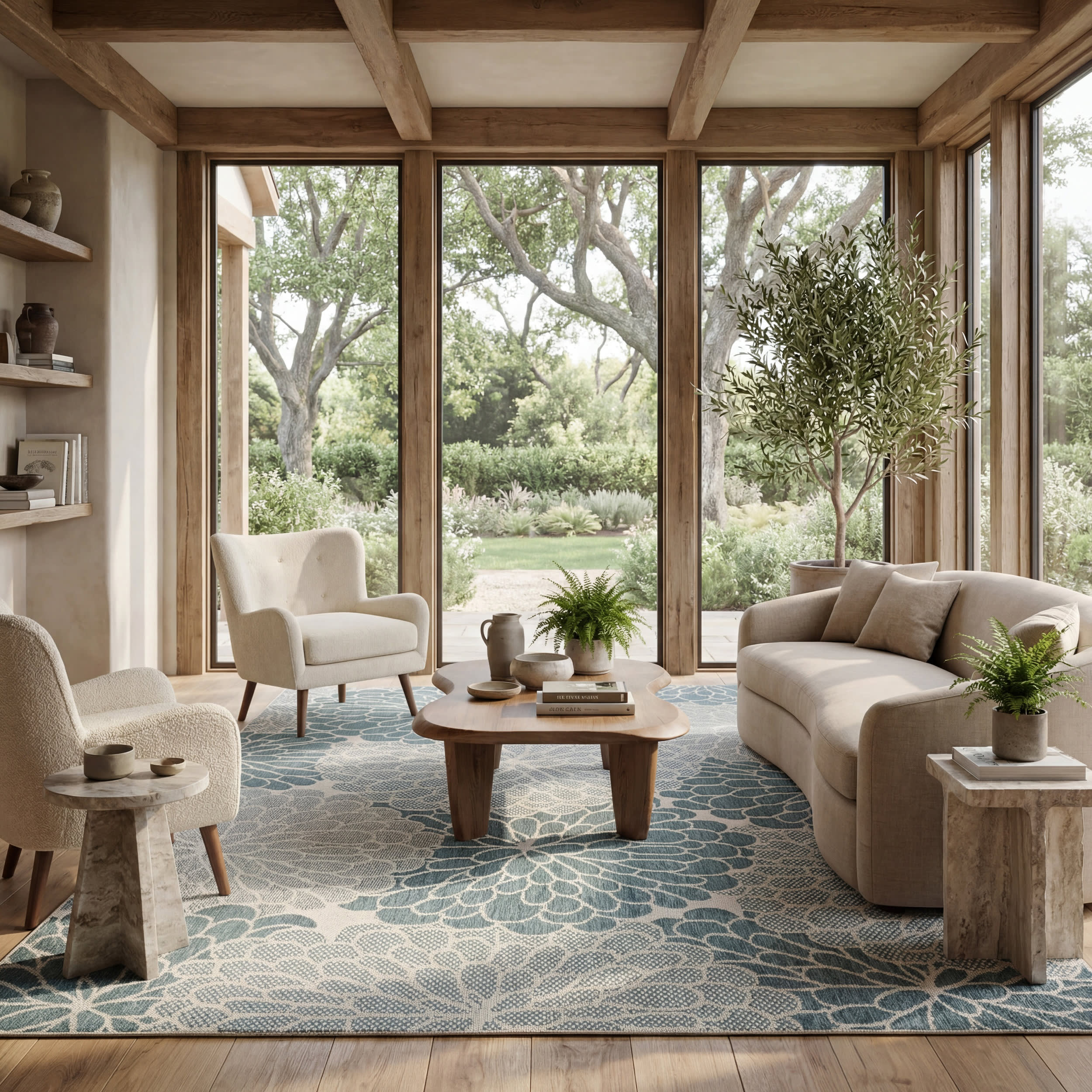 Golda Coastal Floral Indoor/Outdoor Rug | Blue - Image 10