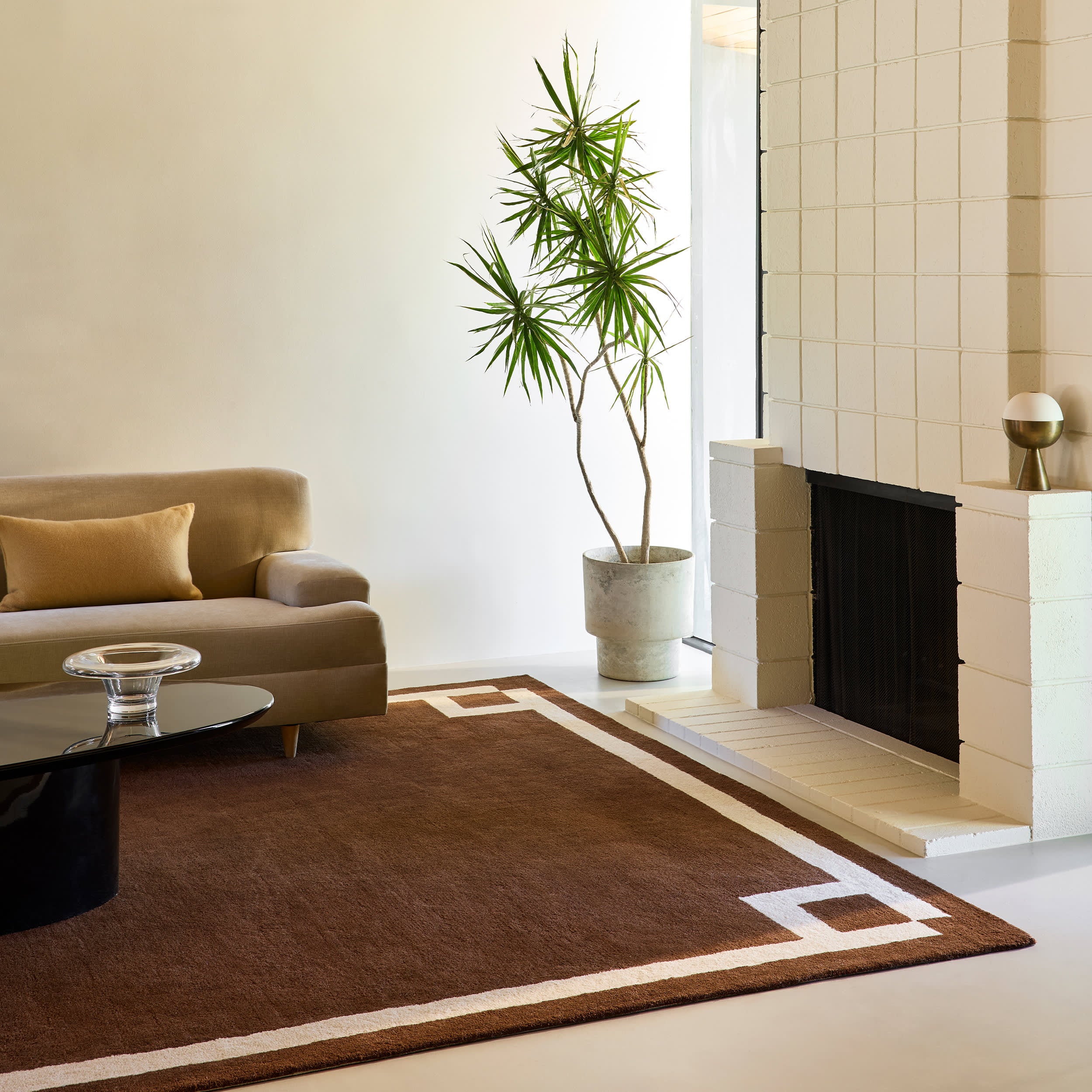 Grace Bordered Wool Rug | Brown - Image 2