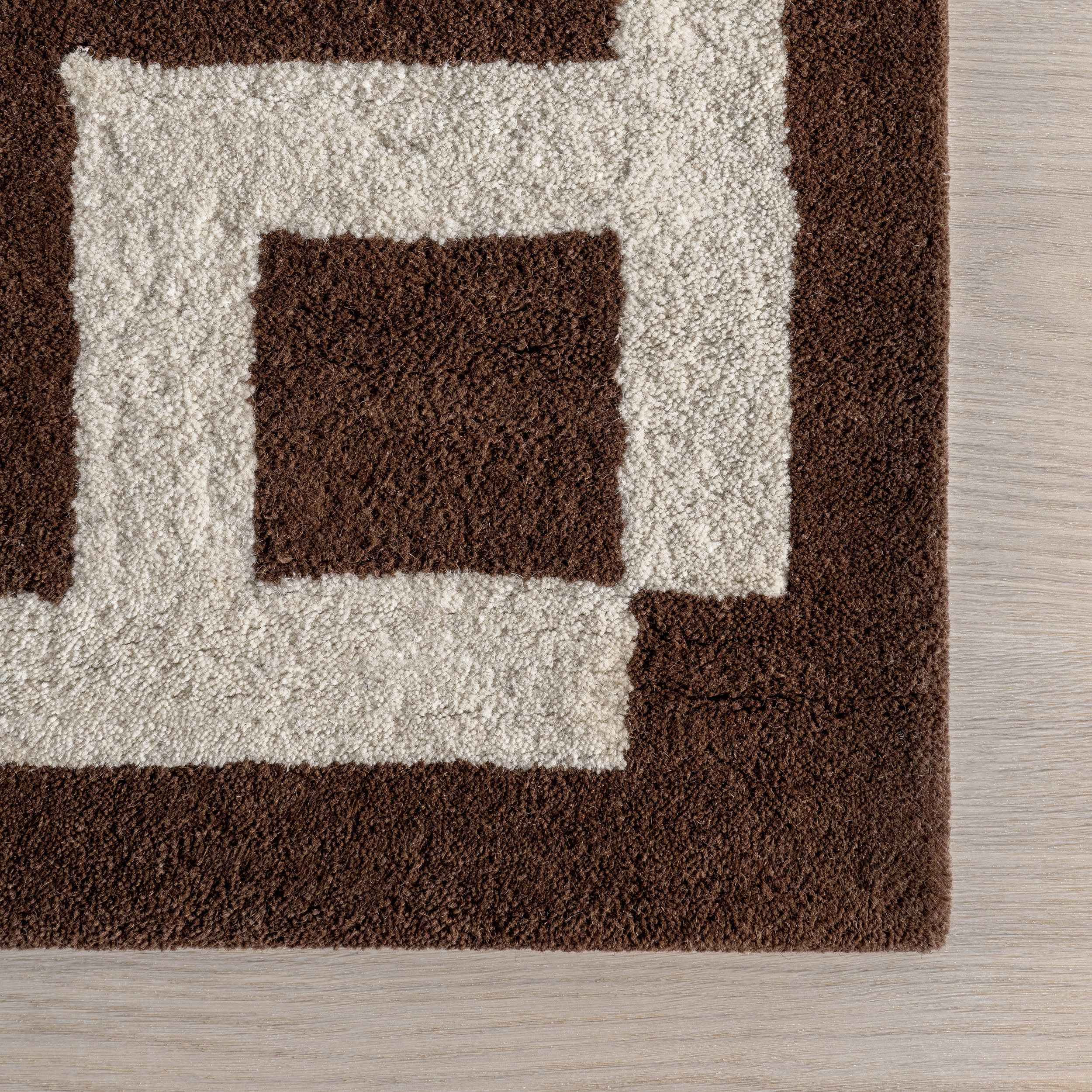 Grace Bordered Wool Rug | Brown - Image 4