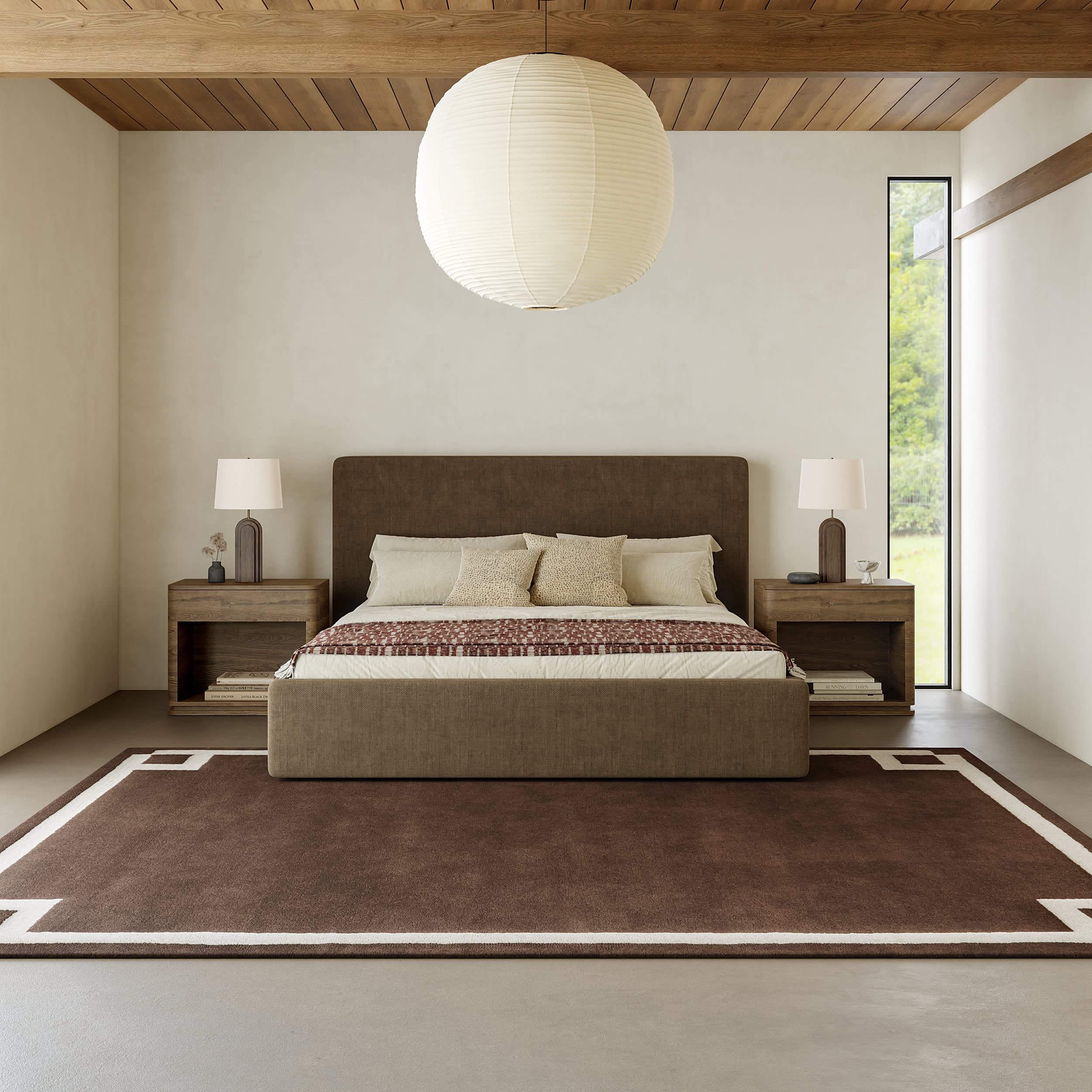 Grace Bordered Wool Rug | Brown - Image 7