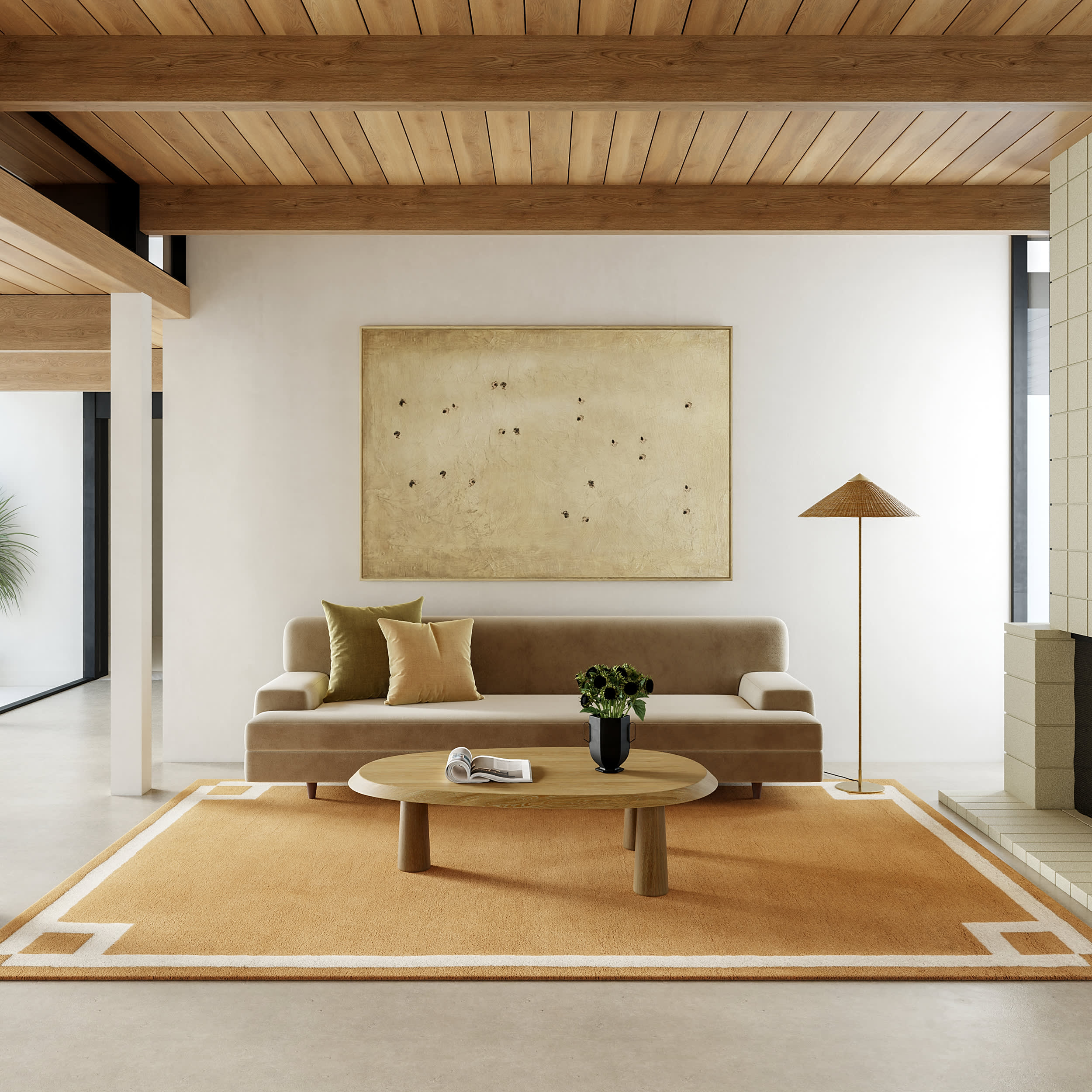 Grace Bordered Wool Rug | Golden Yellow - Image 10