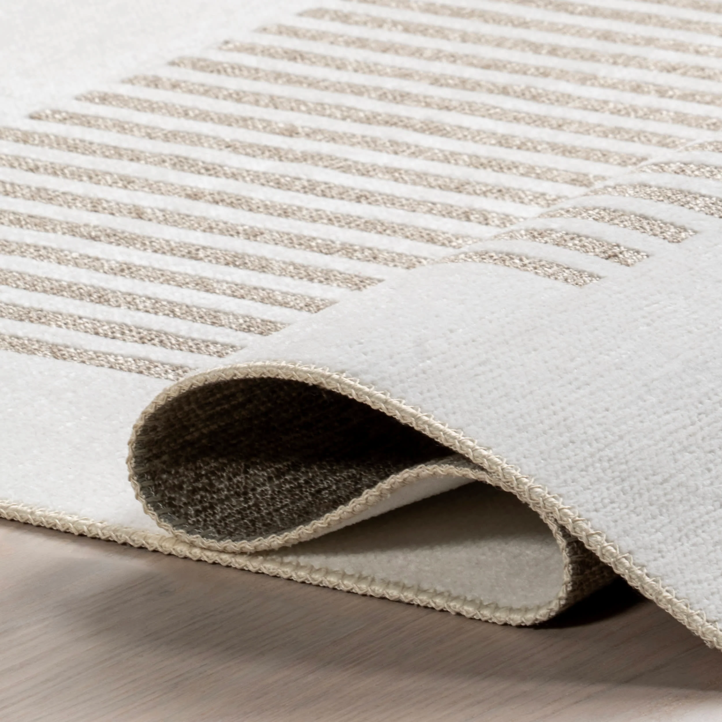 Gracia Geometric Reversible Washable Rug | Beige - Image 11