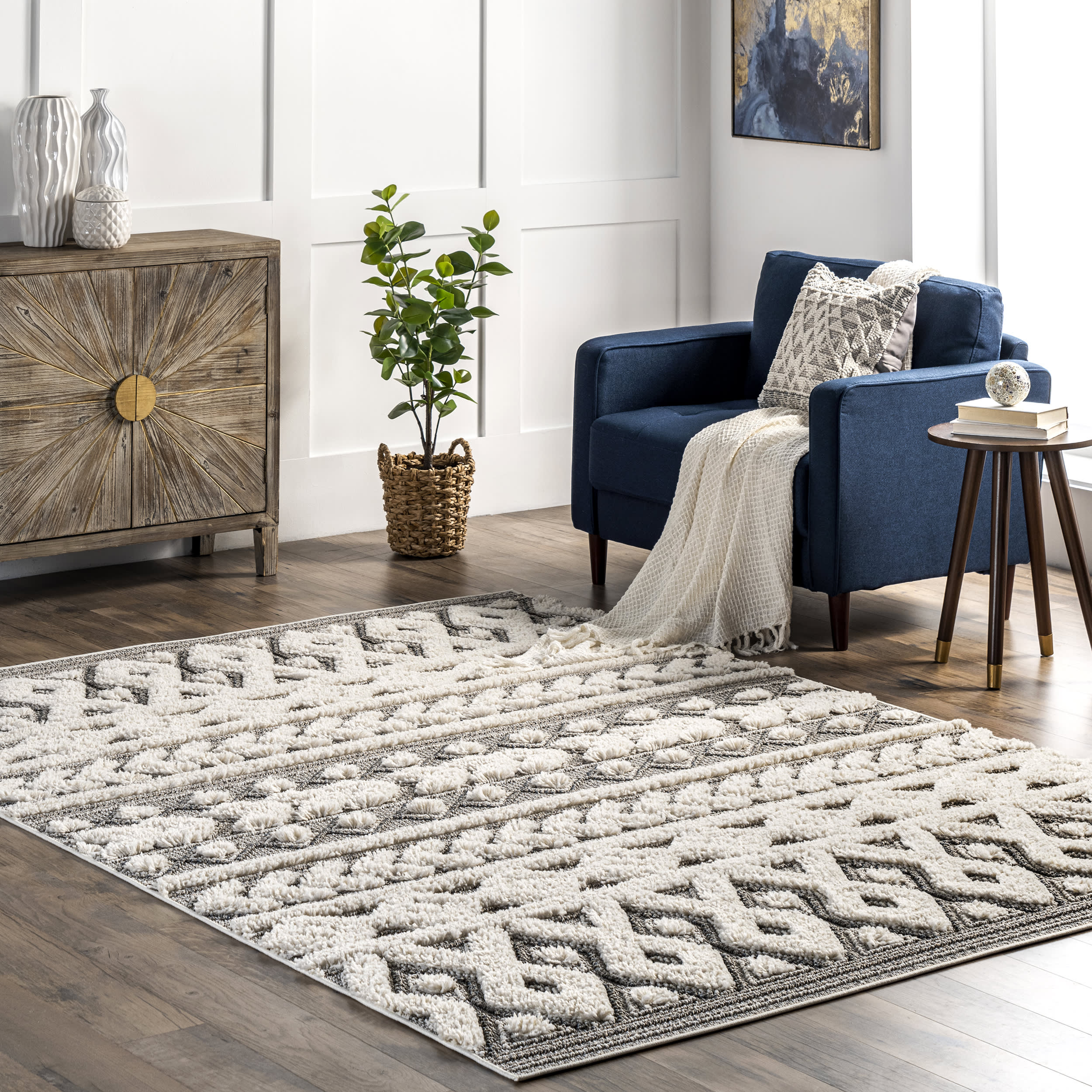 Gracy Textured Geometric Rug | Grey - Image 2