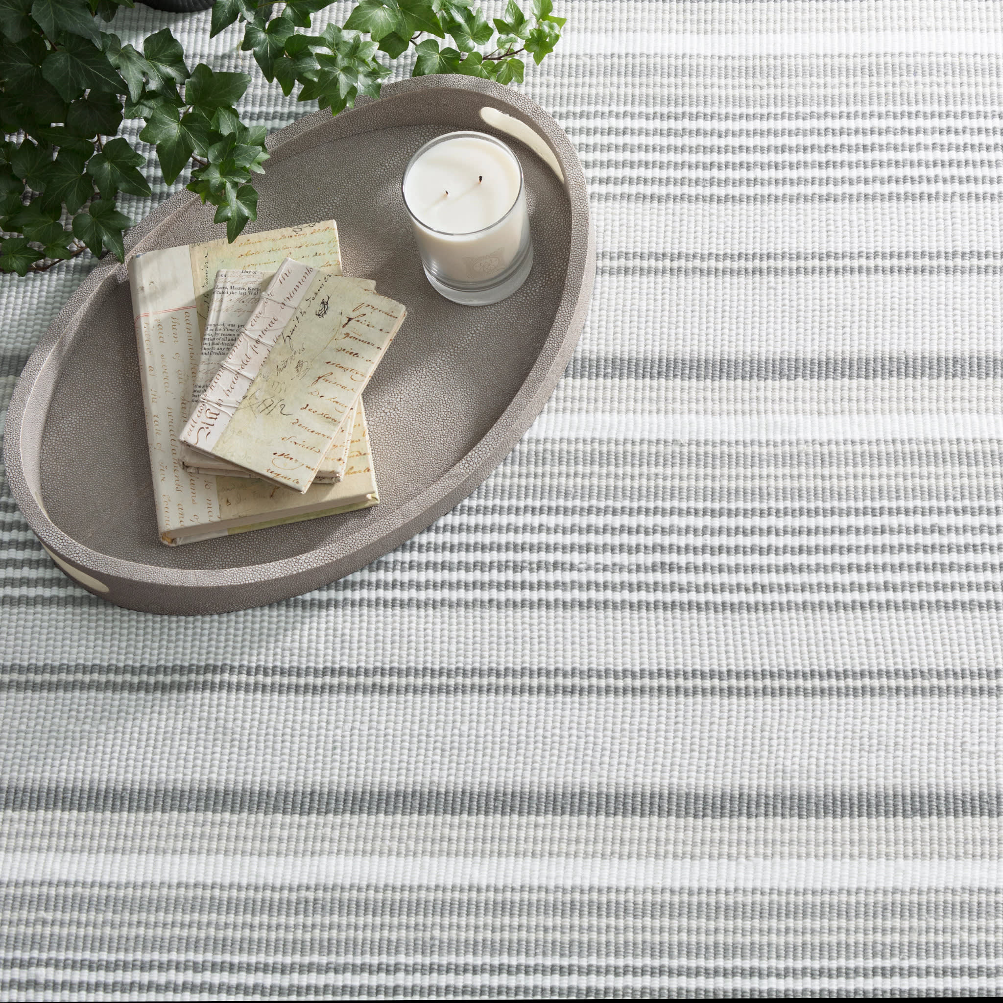 Gradation Ticking Handwoven Cotton Rug | Grey - Image 5